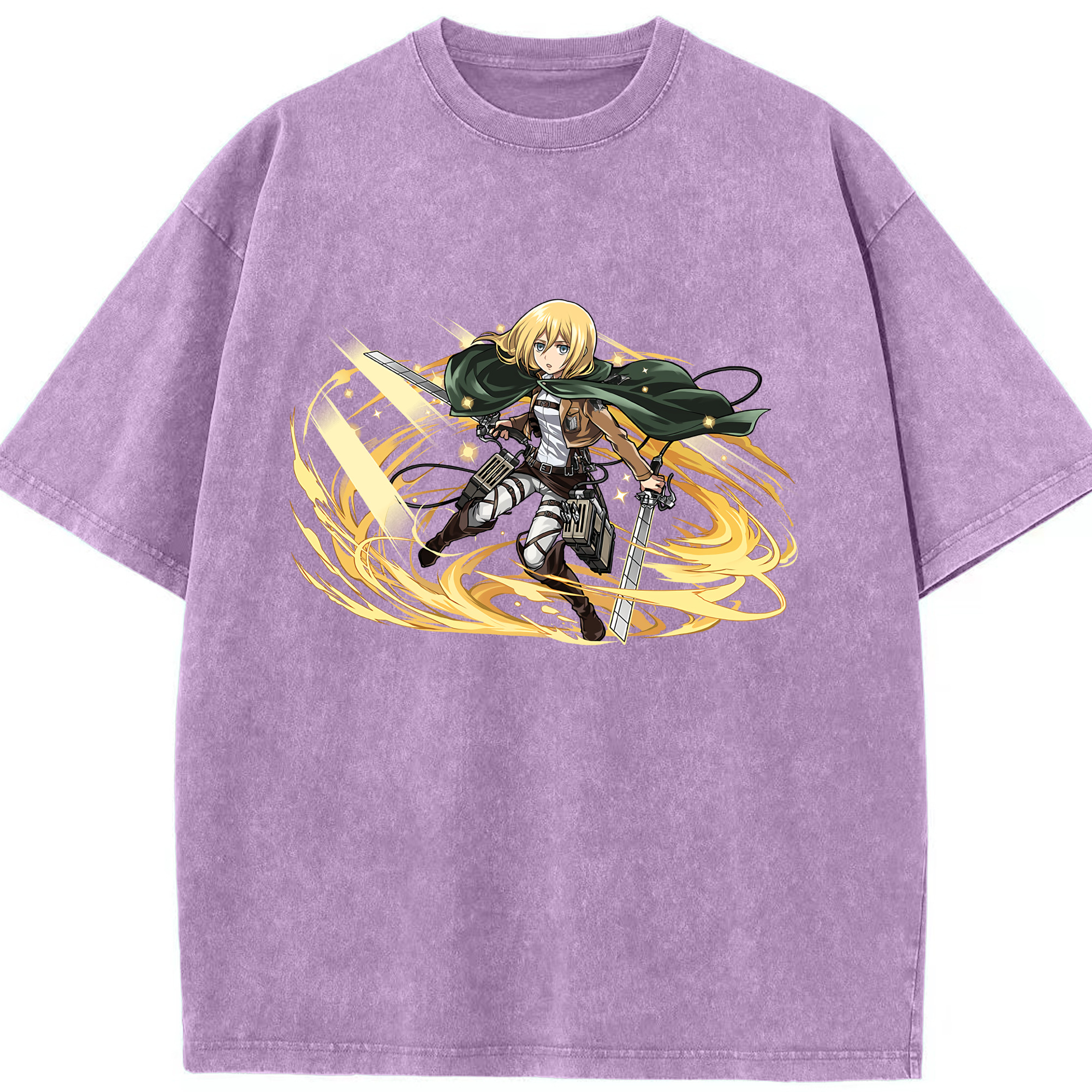 （画像用） 進撃の巨人 クリスタ·レンズ Attack on Titan Christa Lenz 綿100% ヴィンテージ風 半袖Tシャツ（フロントプリント）