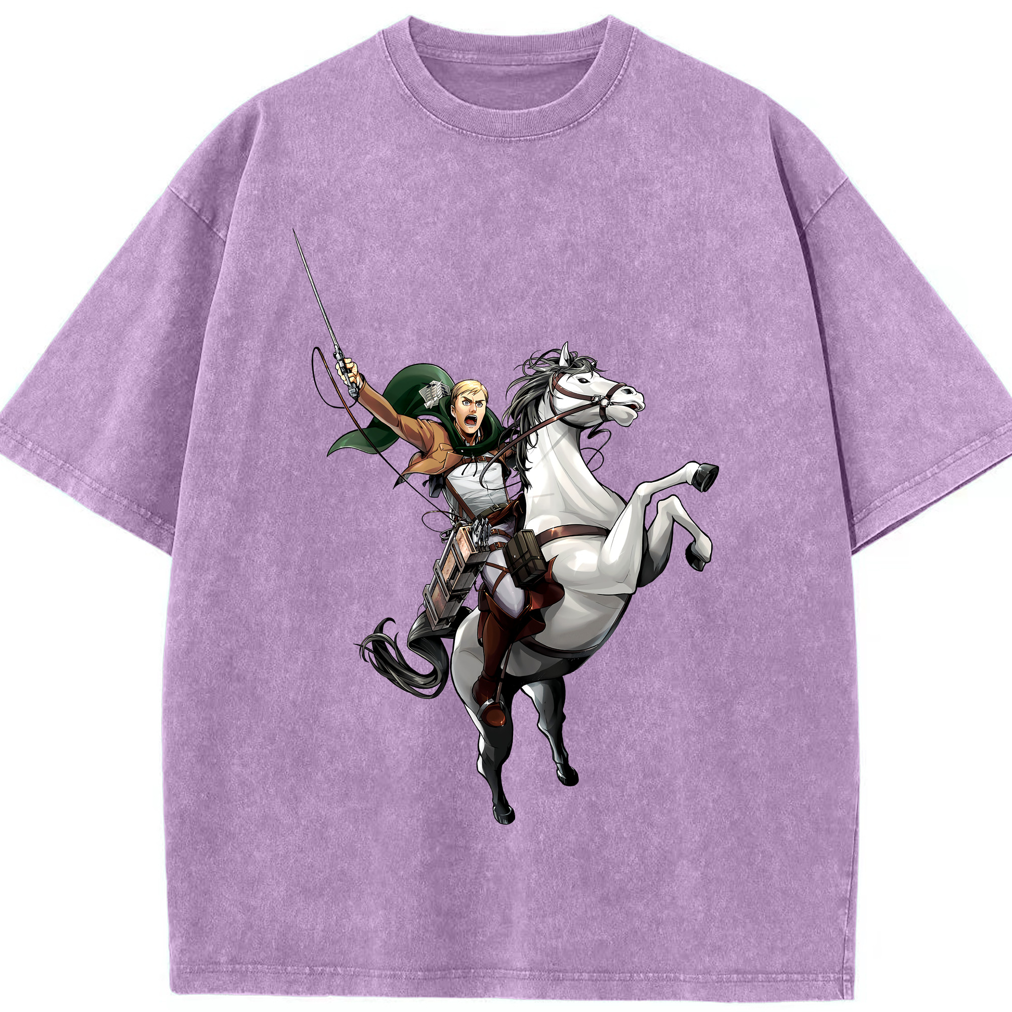 （画像用） 進撃の巨人 エルヴィン・スミス Attack on Titan Erwin Smith 綿100% ヴィンテージ風 半袖Tシャツ（フロントプリント）