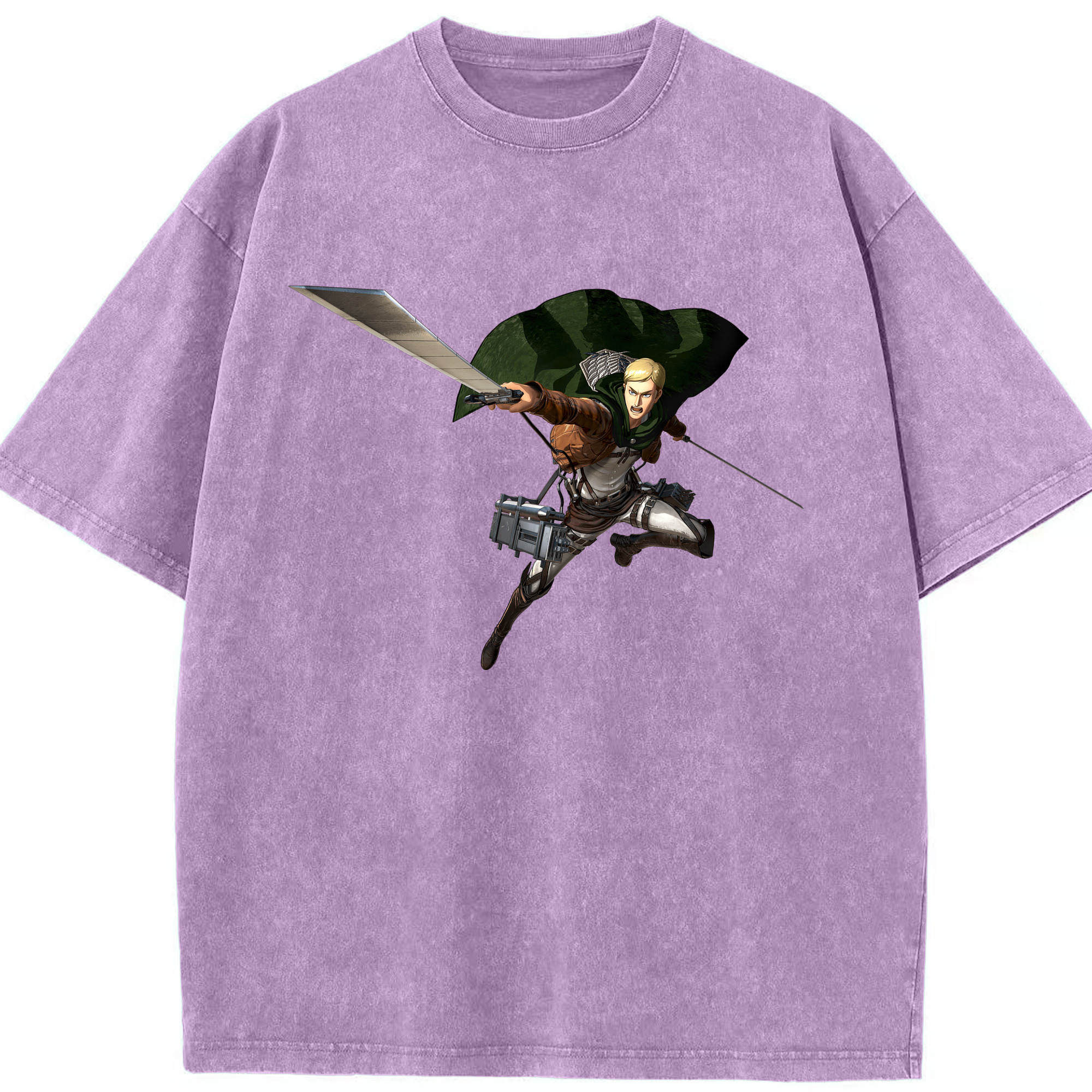 （画像用） 進撃の巨人 エルヴィン・スミス Attack on Titan Erwin Smith 綿100% ヴィンテージ風 半袖Tシャツ（フロントプリント）