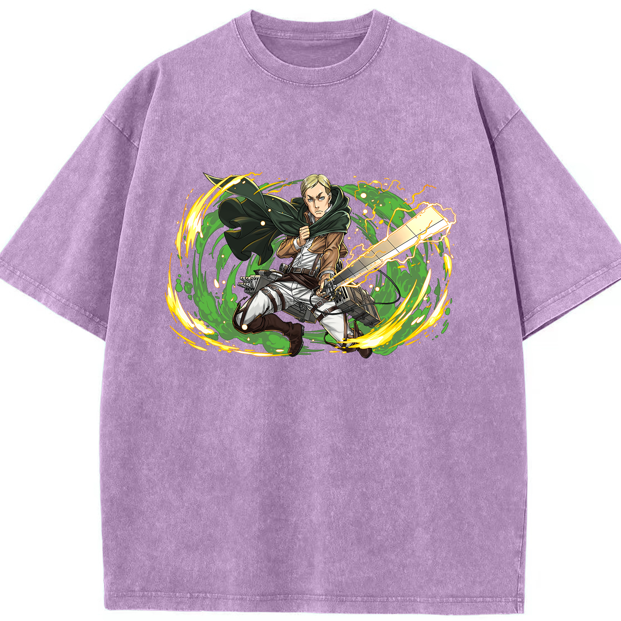 （画像用） 進撃の巨人 エルヴィン・スミス Attack on Titan Erwin Smith 綿100% ヴィンテージ風 半袖Tシャツ（フロントプリント）