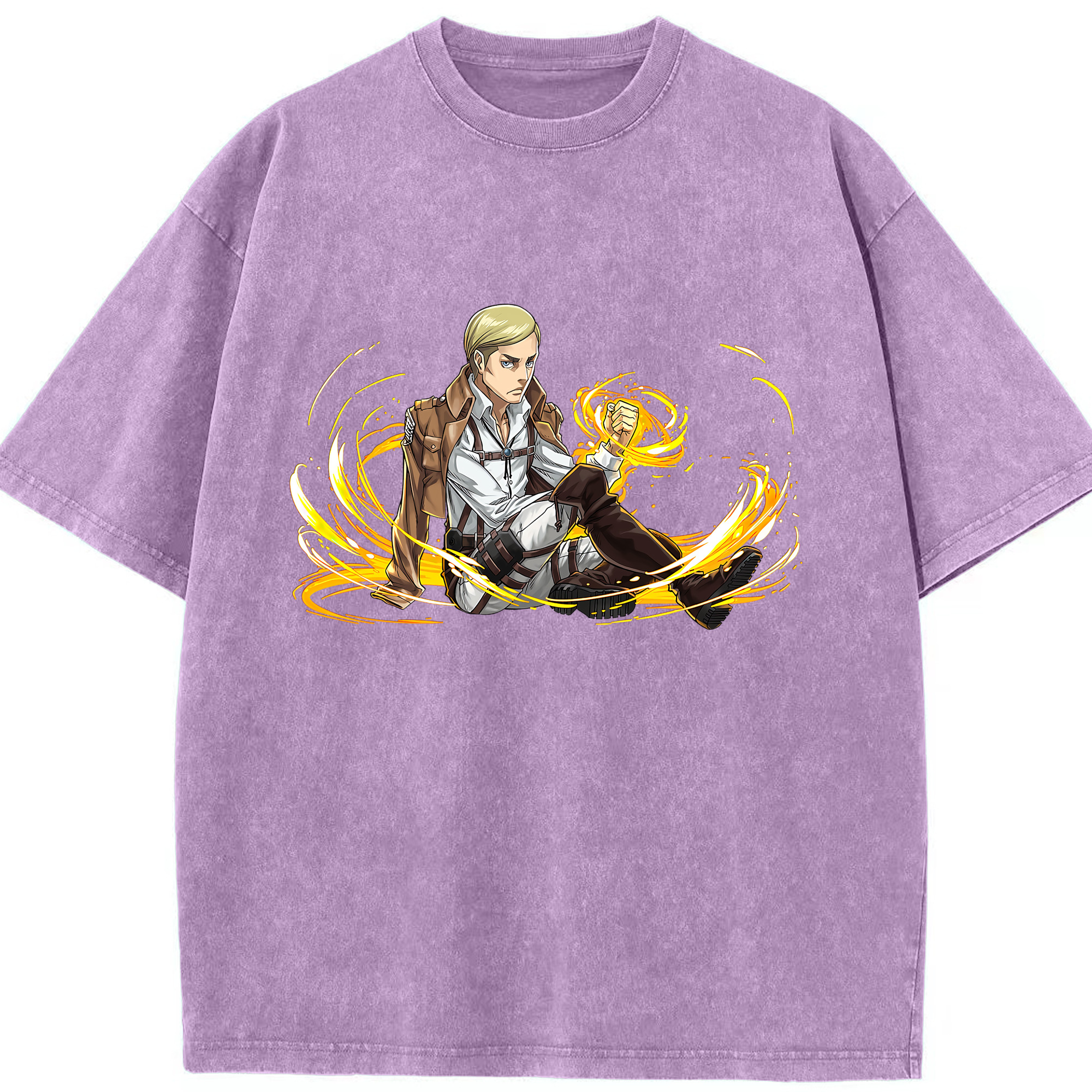 （画像用） 進撃の巨人 エルヴィン・スミス Attack on Titan Erwin Smith 綿100% ヴィンテージ風 半袖Tシャツ（フロントプリント）