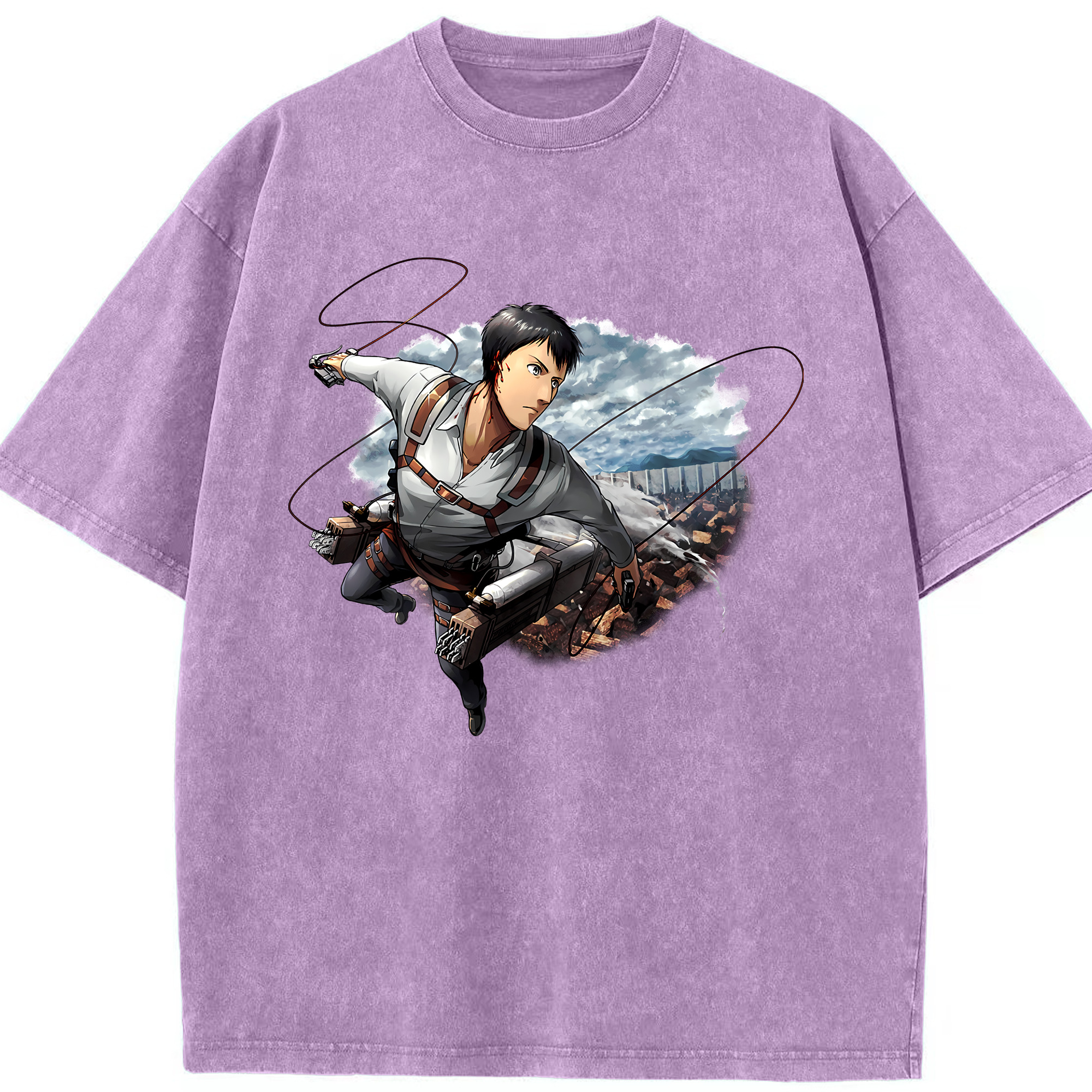 （画像用） 進撃の巨人 ベルトルト・フーバー Attack on Titan Bertholdt Hoover 綿100% ヴィンテージ風 半袖Tシャツ（フロントプリント）