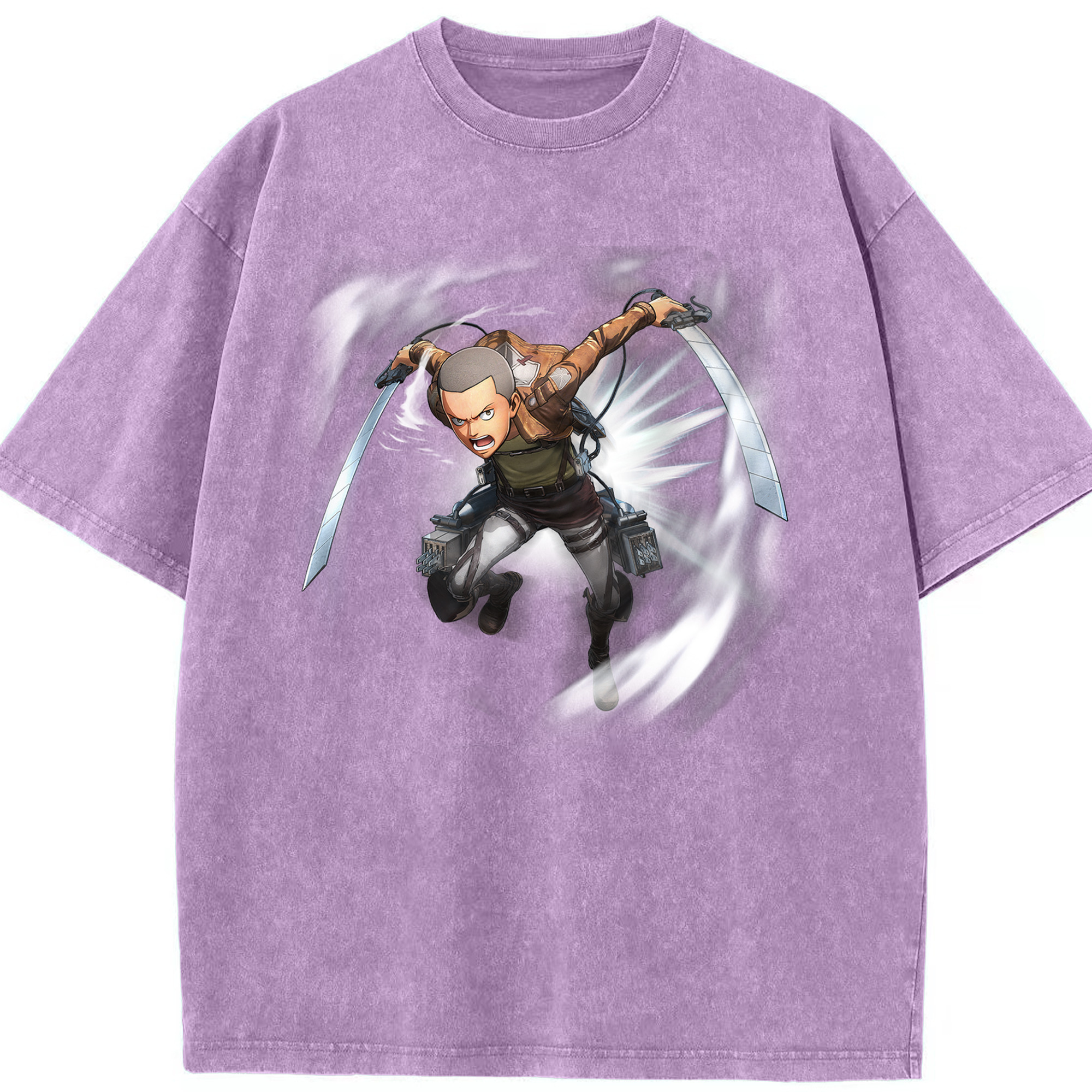 （画像用） 進撃の巨人 コニー·スプリンガー Attack on Titan Connie Springer 綿100% ヴィンテージ風 半袖Tシャツ（フロントプリント）