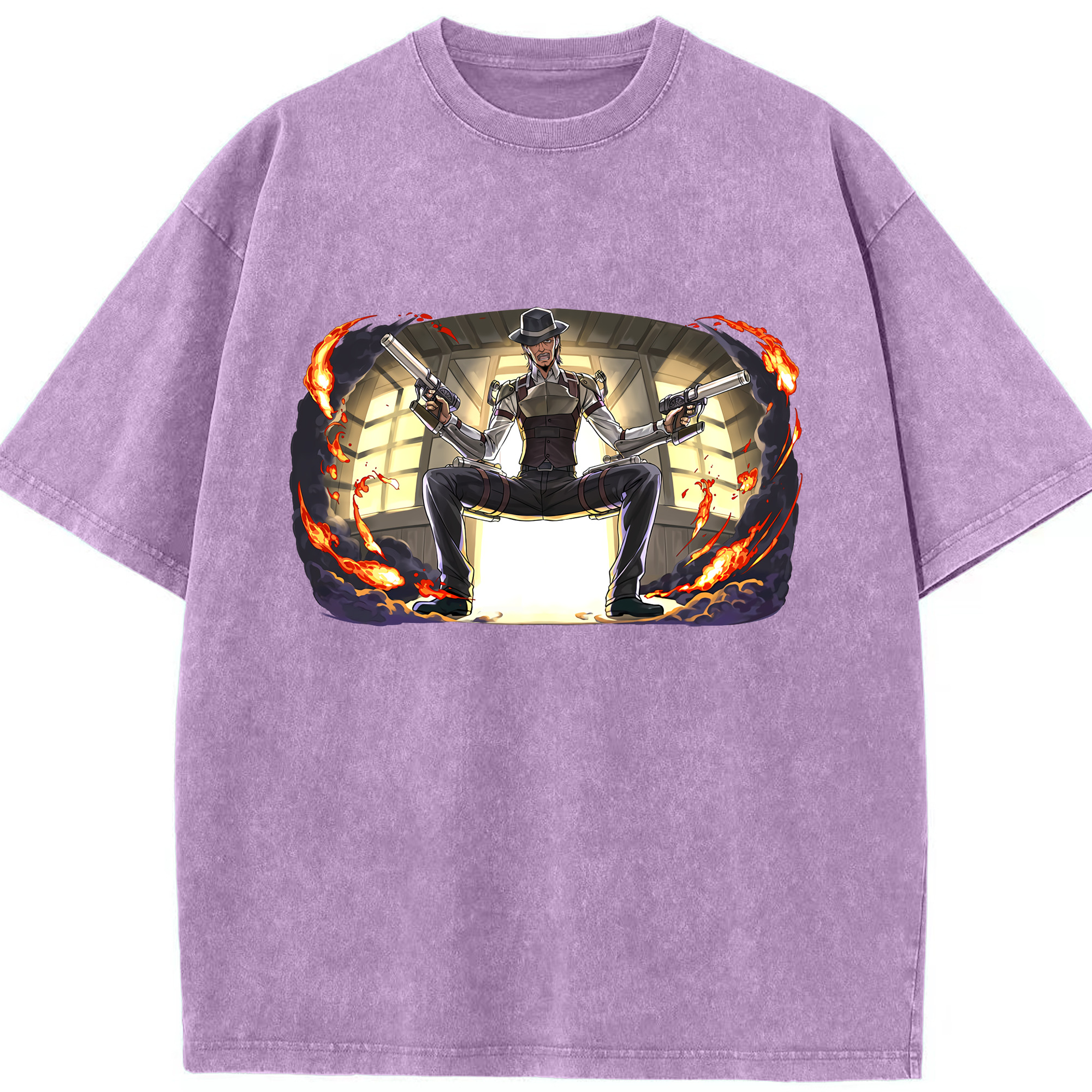 （画像用） 進撃の巨人 ケニー·アッカーマン Attack on Titan Kenny Ackerman 綿100% ヴィンテージ風 半袖Tシャツ（フロントプリント）