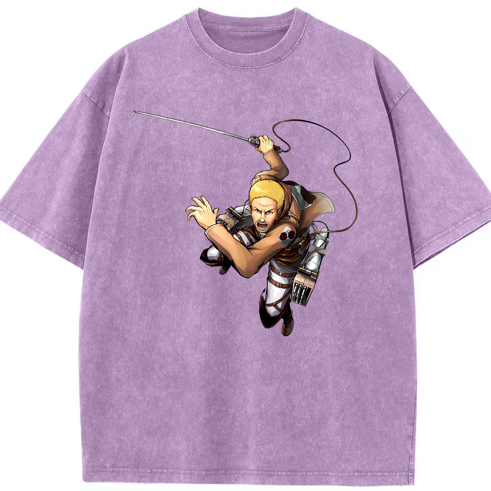 （画像用） 進撃の巨人 ハンネス Attack on Titan Hannes 綿100% ヴィンテージ風 半袖Tシャツ（フロントプリント）