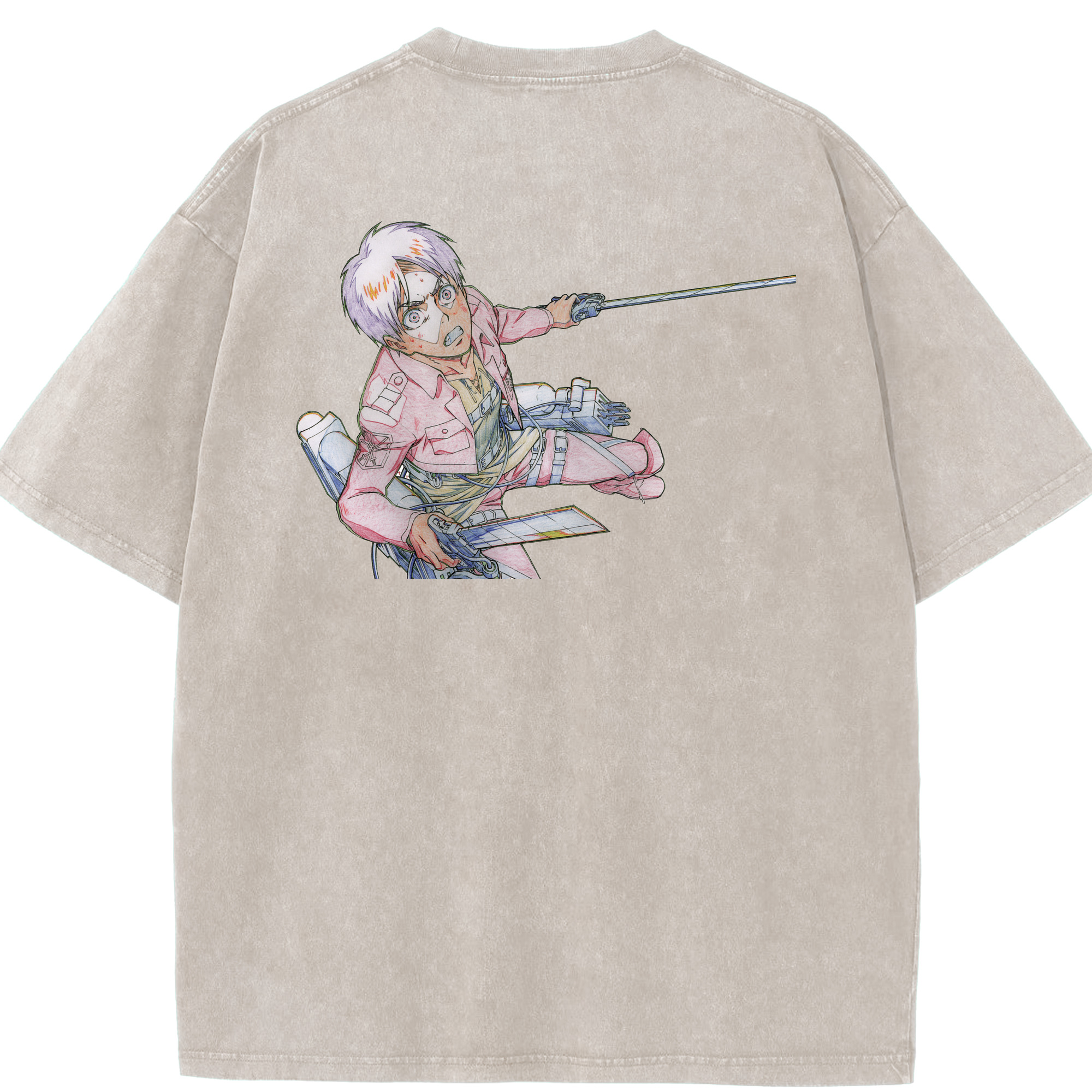（画像用） 進撃の巨人 エレン･イェーガー Attack on Titan Eren Jäger 綿100% ヴィンテージ風 半袖Tシャツ（背面プリント）