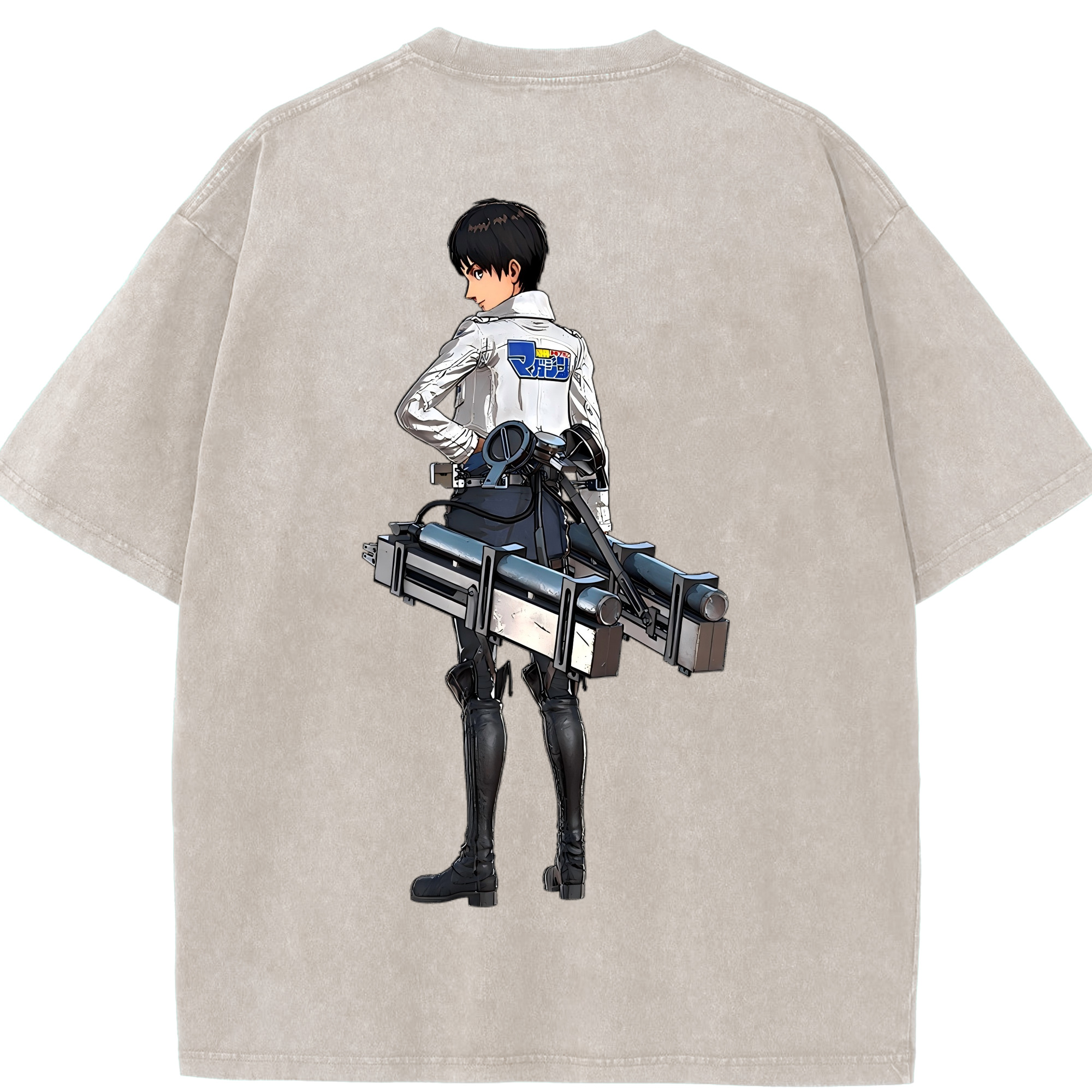 （画像用） 進撃の巨人 エレン･イェーガー Attack on Titan Eren Jäger 綿100% ヴィンテージ風 半袖Tシャツ（背面プリント）