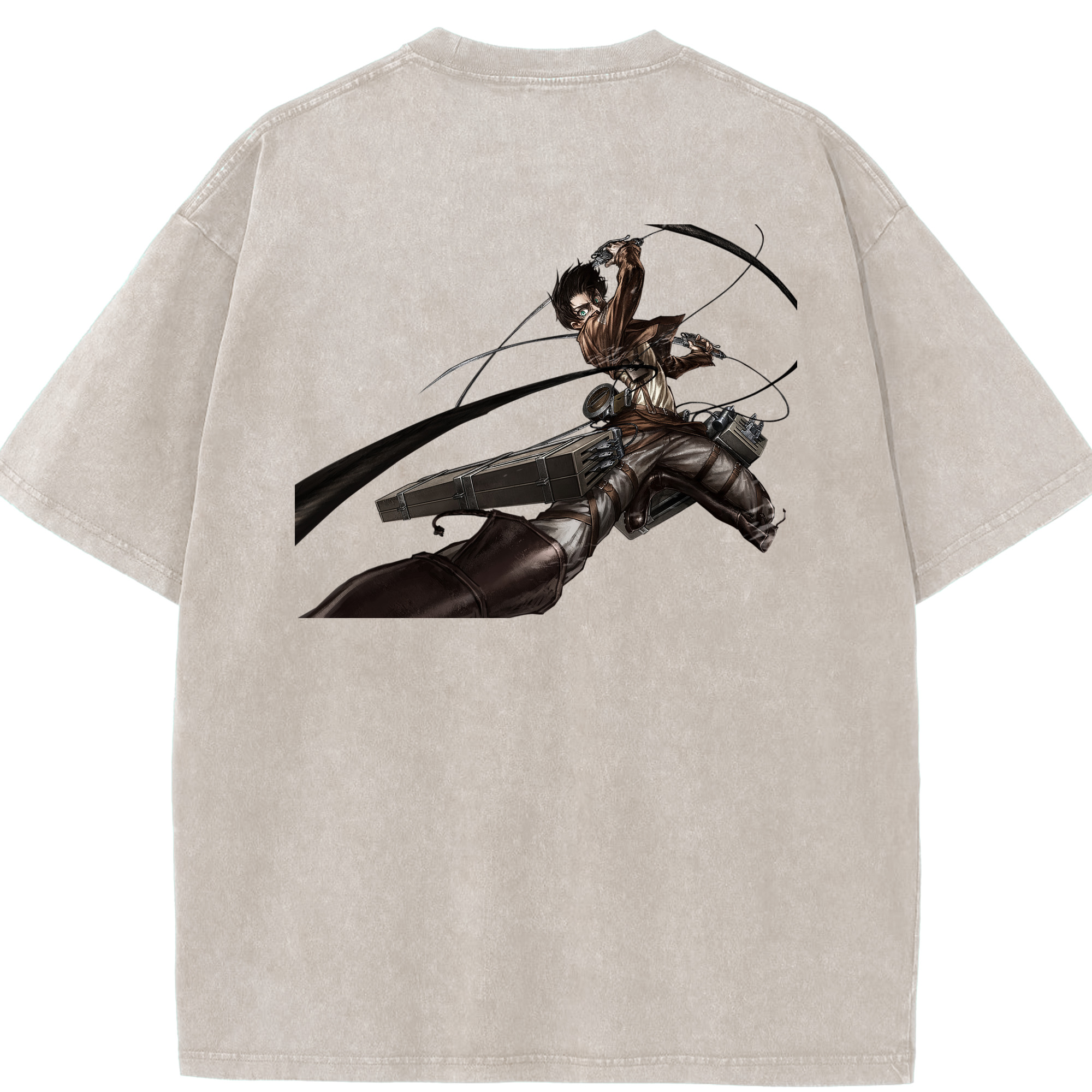 （画像用） 進撃の巨人 エレン･イェーガー Attack on Titan Eren Jäger 綿100% ヴィンテージ風 半袖Tシャツ（背面プリント）