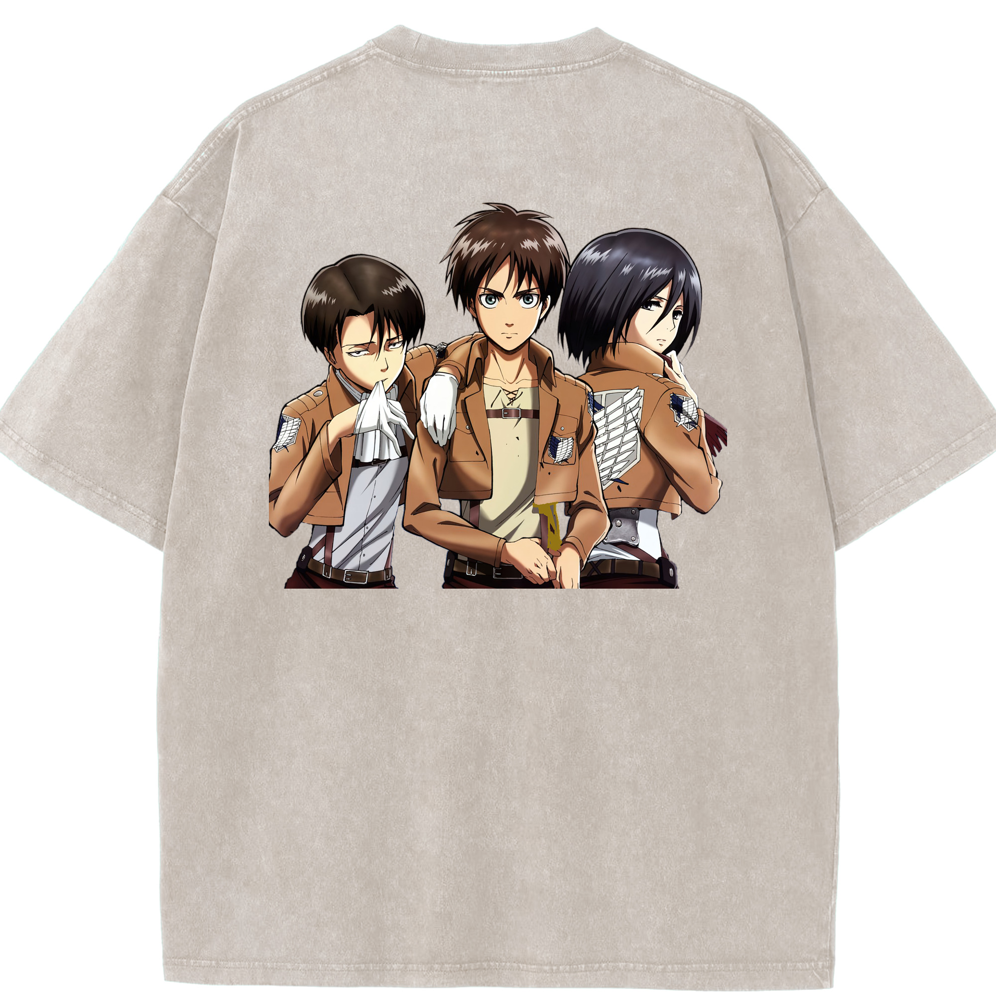 （画像用） 進撃の巨人 エレン･イェーガー Attack on Titan Eren Jäger 綿100% ヴィンテージ風 半袖Tシャツ（背面プリント）