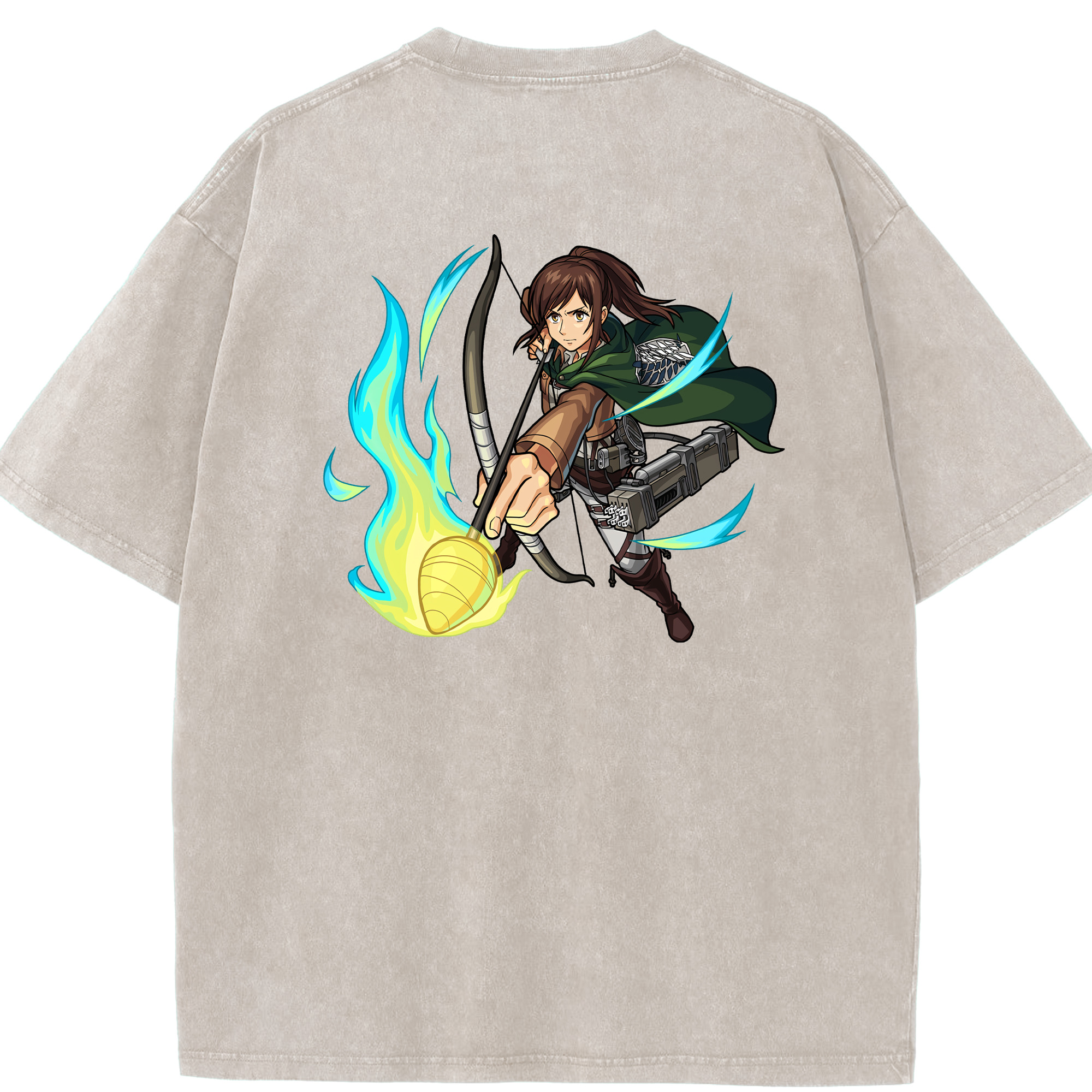（画像用） 進撃の巨人 サシャ·ブラウス Attack on Titan Sasha Blaus 綿100% ヴィンテージ風 半袖Tシャツ（背面プリント）
