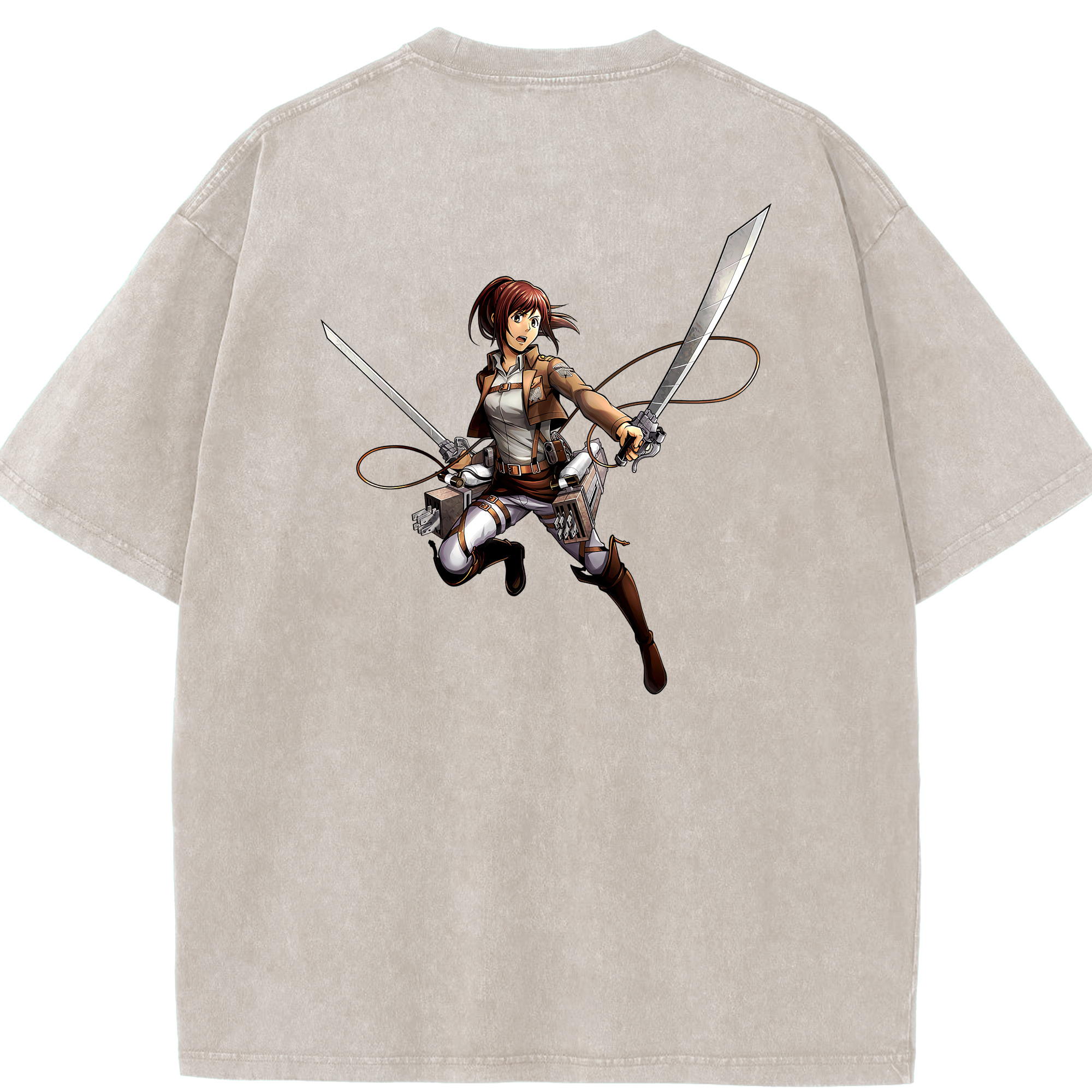 （画像用） 進撃の巨人 サシャ·ブラウス Attack on Titan Sasha Blaus 綿100% ヴィンテージ風 半袖Tシャツ（背面プリント）