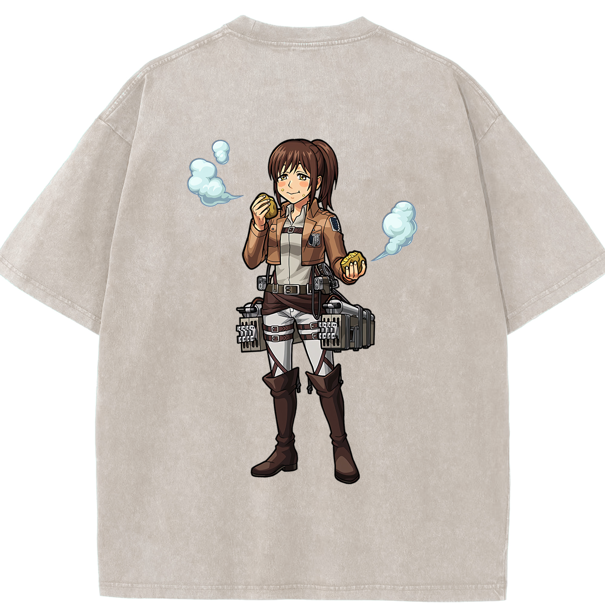 （画像用） 進撃の巨人 サシャ·ブラウス Attack on Titan Sasha Blaus 綿100% ヴィンテージ風 半袖Tシャツ（背面プリント）