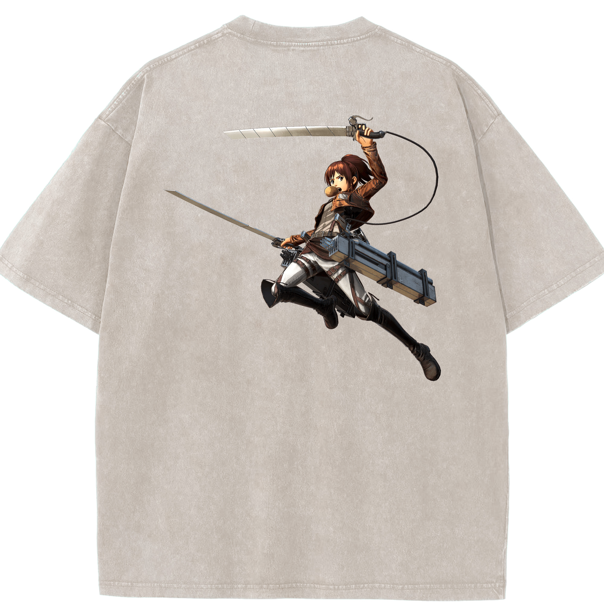 （画像用） 進撃の巨人 サシャ·ブラウス Attack on Titan Sasha Blaus 綿100% ヴィンテージ風 半袖Tシャツ（背面プリント）