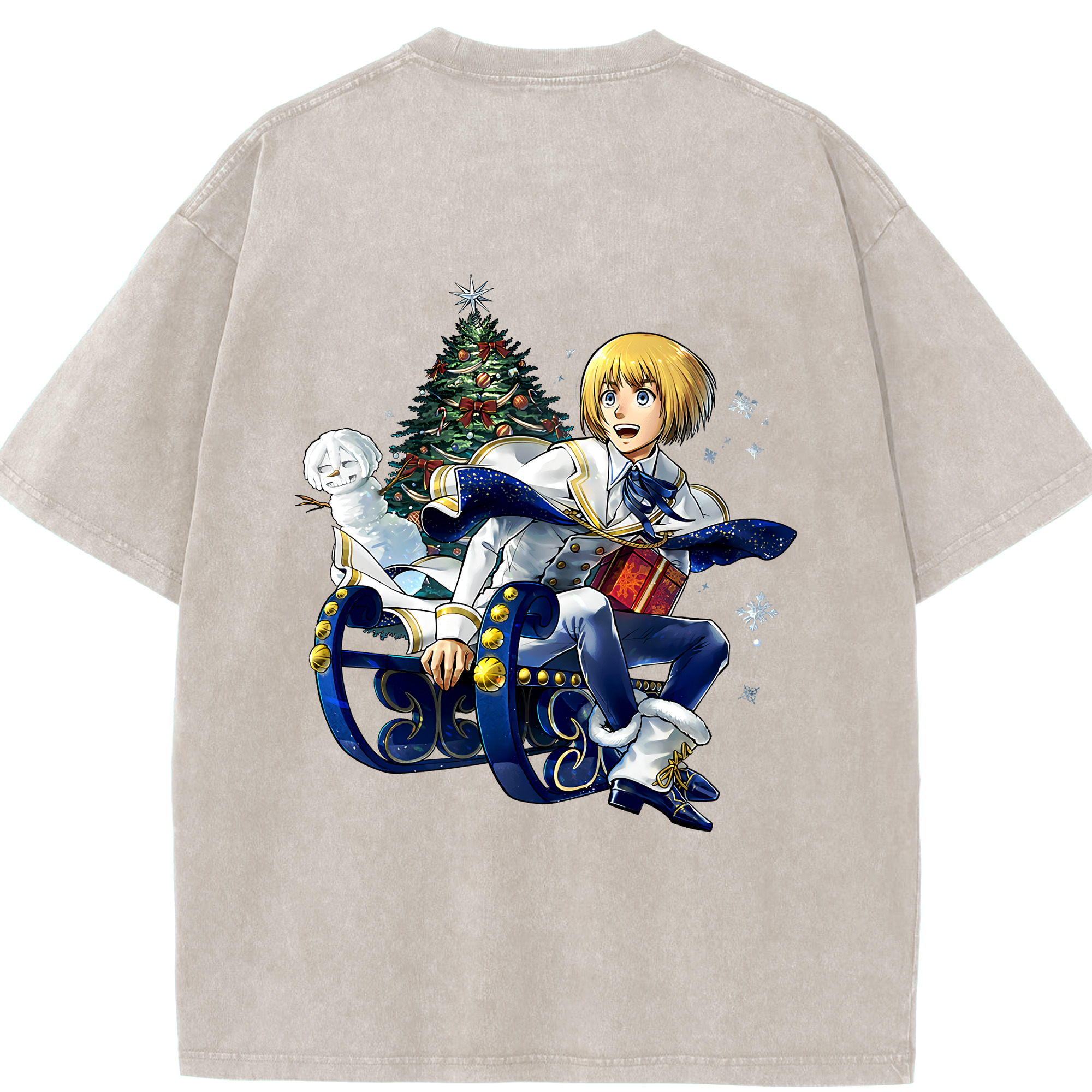（画像用） 進撃の巨人 アルミン·アルレルト Attack on Titan Armin Arlert 綿100% ヴィンテージ風 半袖Tシャツ（背面プリント）
