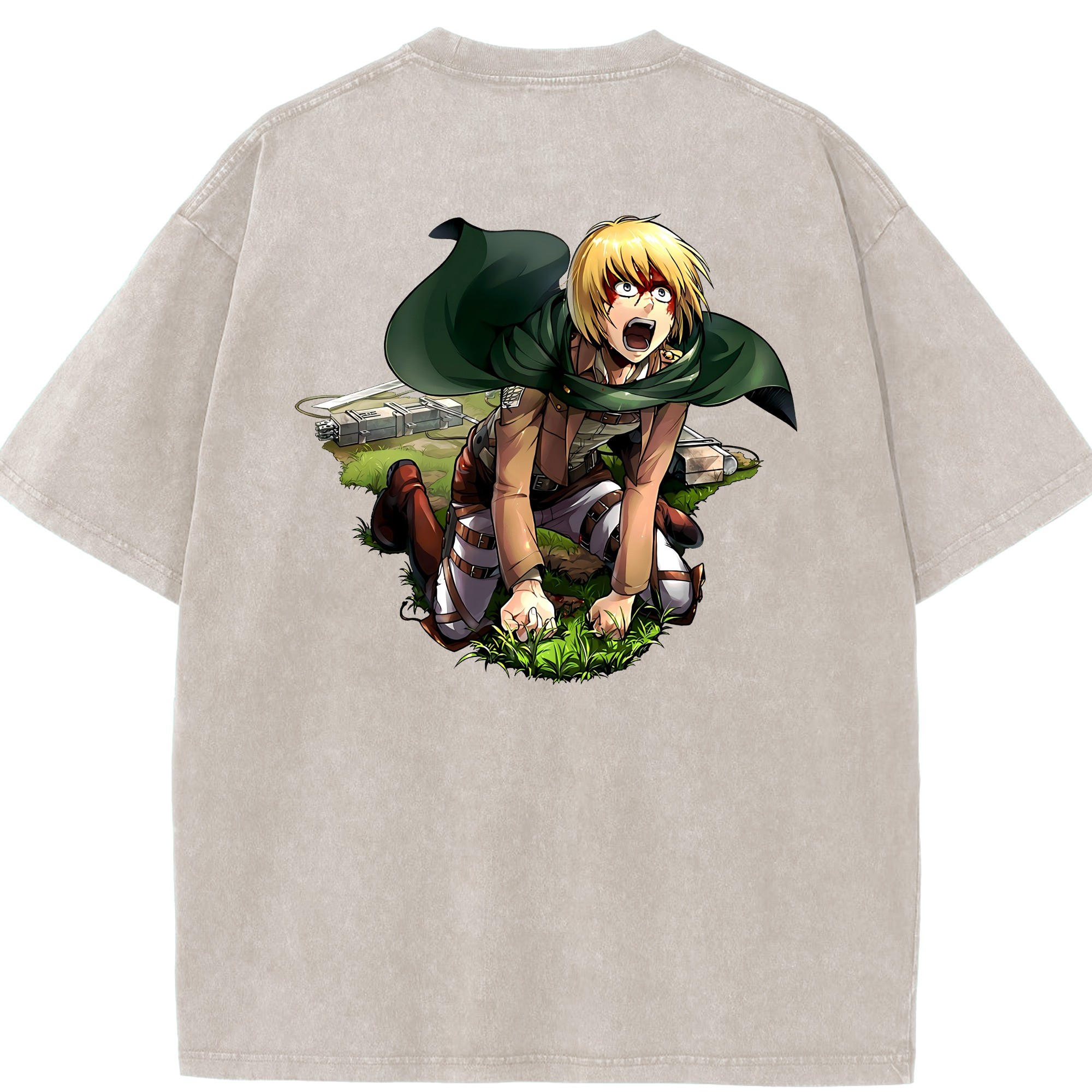 （画像用） 進撃の巨人 アルミン·アルレルト Attack on Titan Armin Arlert 綿100% ヴィンテージ風 半袖Tシャツ（背面プリント）