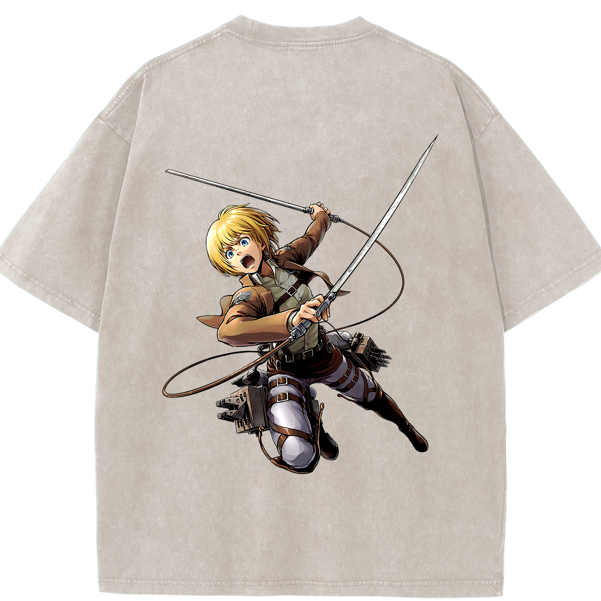 （画像用） 進撃の巨人 アルミン·アルレルト Attack on Titan Armin Arlert 綿100% ヴィンテージ風 半袖Tシャツ（背面プリント）