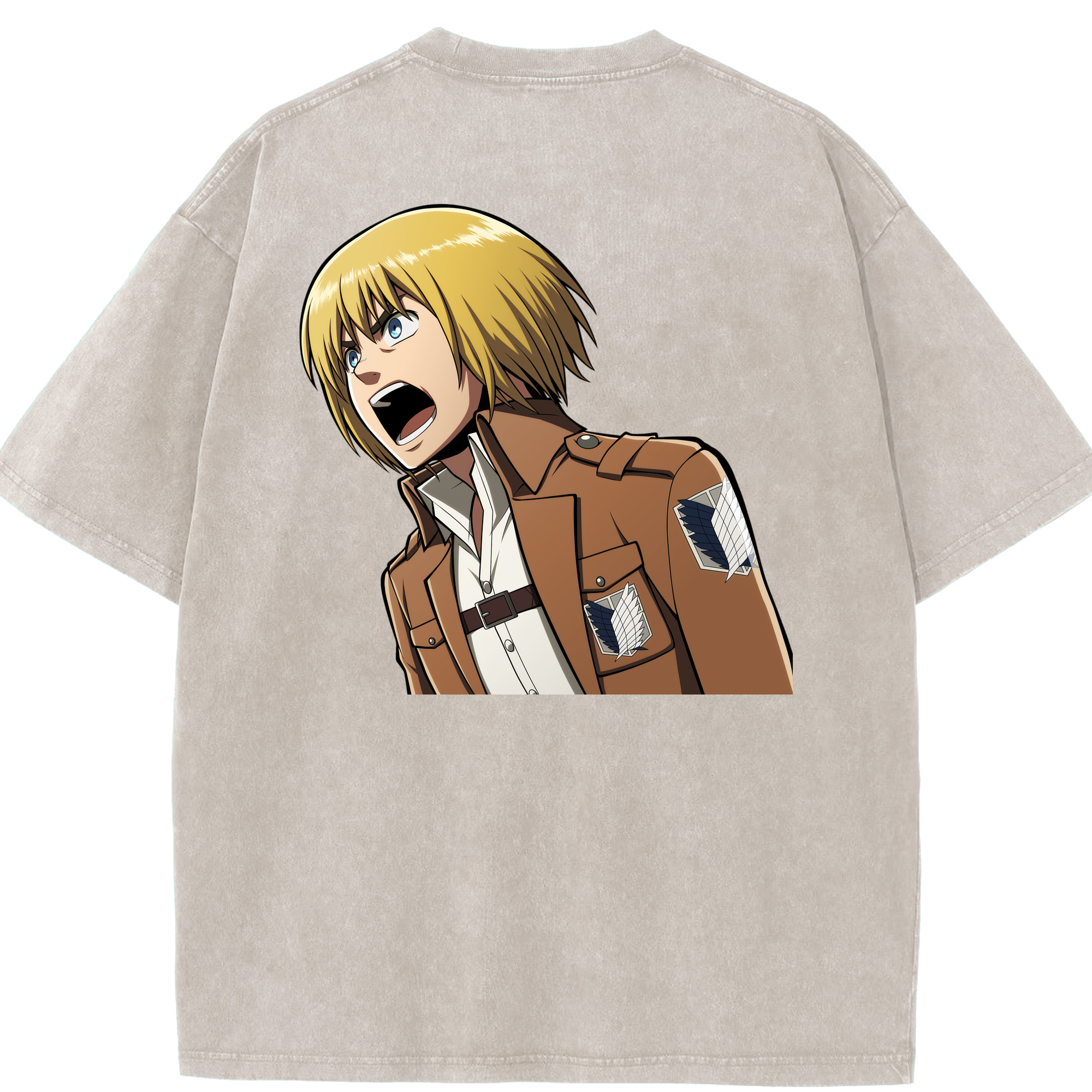 （画像用） 進撃の巨人 アルミン·アルレルト Attack on Titan Armin Arlert 綿100% ヴィンテージ風 半袖Tシャツ（背面プリント）
