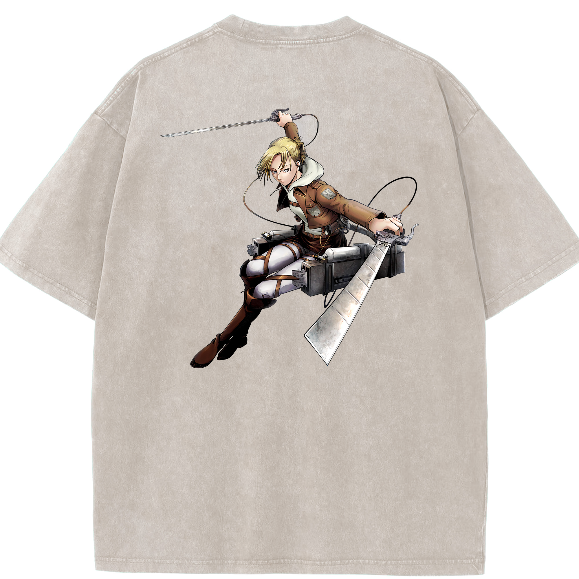 （画像用） 進撃の巨人 アニ・レオンハート Attack on Titan Annie Leonhart 綿100% ヴィンテージ風 半袖Tシャツ（背面プリント）