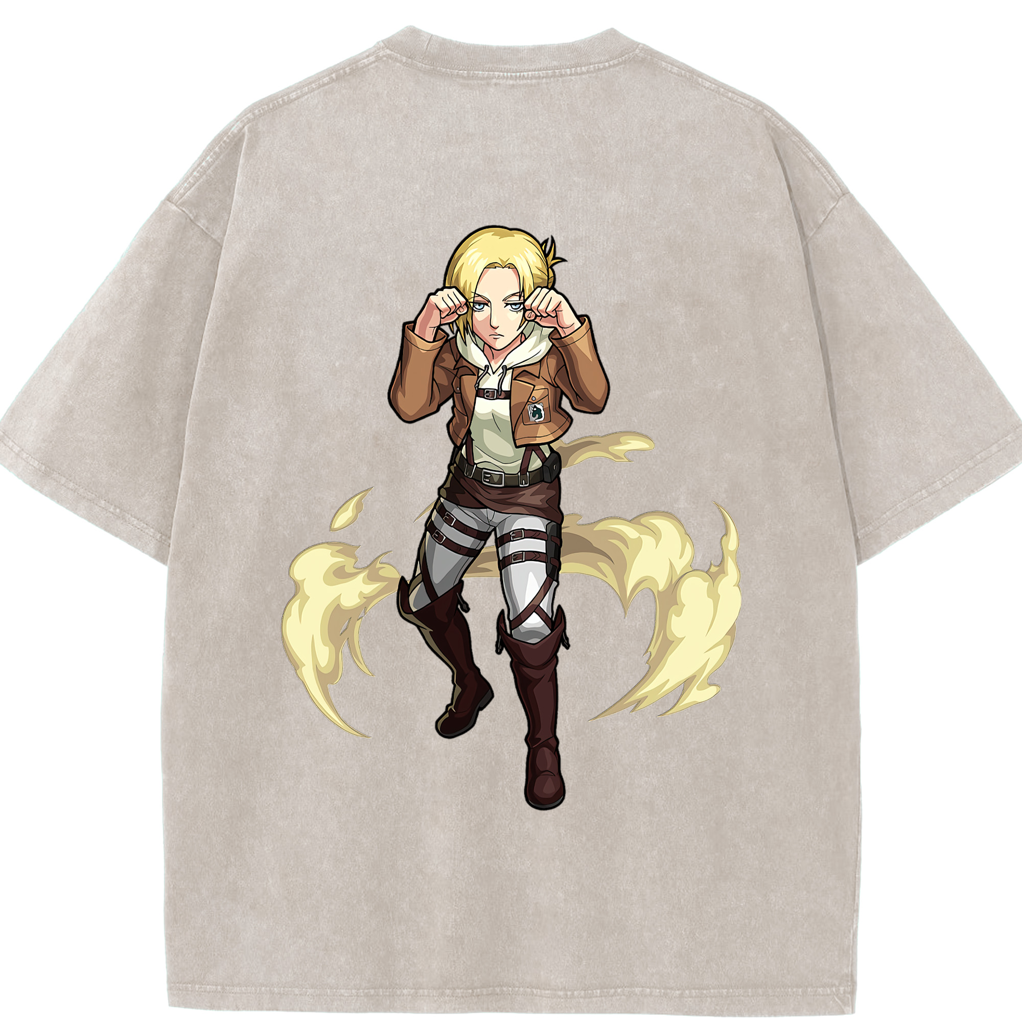 （画像用） 進撃の巨人 アニ・レオンハート Attack on Titan Annie Leonhart 綿100% ヴィンテージ風 半袖Tシャツ（背面プリント）