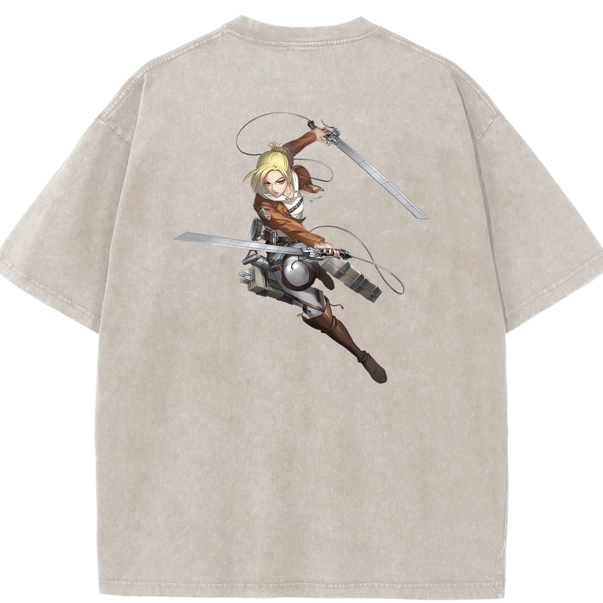 （画像用） 進撃の巨人 アニ・レオンハート Attack on Titan Annie Leonhart 綿100% ヴィンテージ風 半袖Tシャツ（背面プリント）
