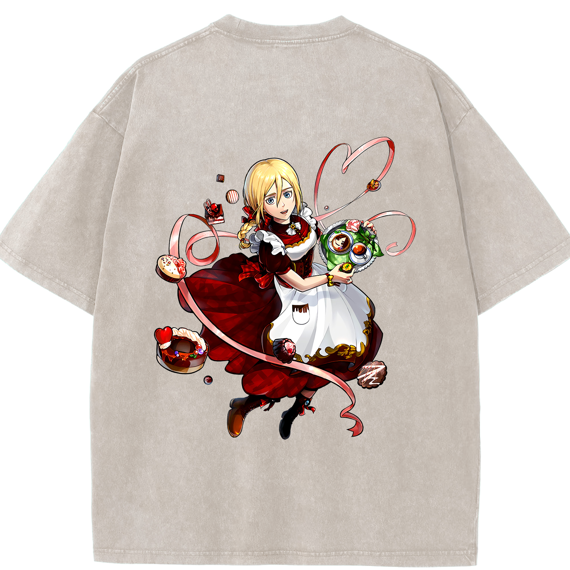 （画像用） 進撃の巨人 クリスタ·レンズ Attack on Titan Christa Lenz 綿100% ヴィンテージ風 半袖Tシャツ（背面プリント）