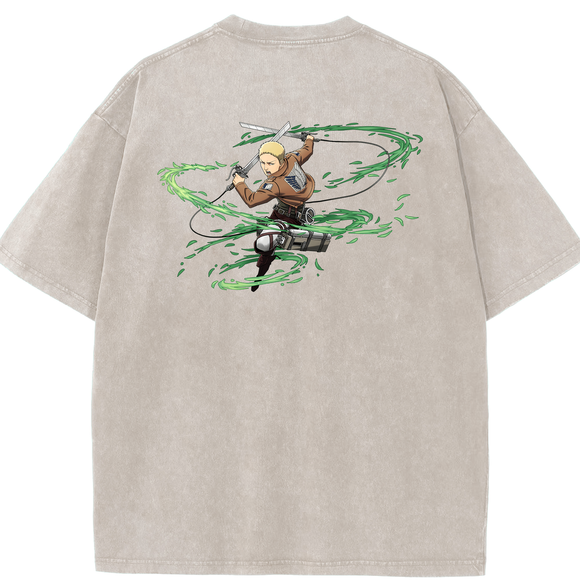 （画像用） 進撃の巨人 ライナー・ブラウン Attack on Titan Reiner Braun 綿100% ヴィンテージ風 半袖Tシャツ（背面プリント）