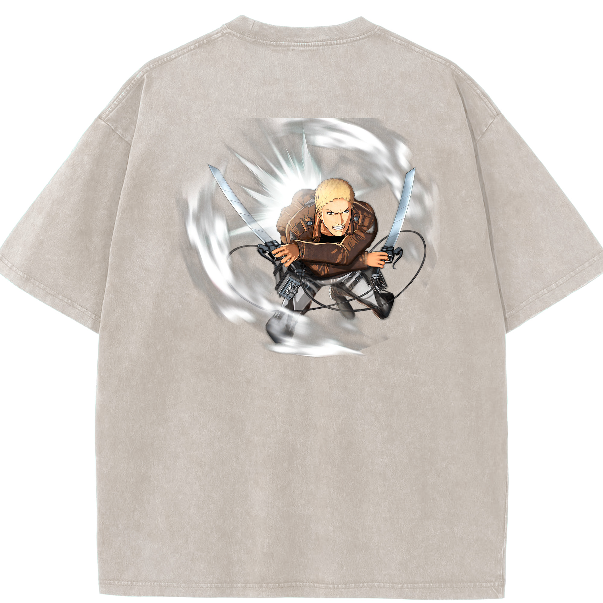 （画像用） 進撃の巨人 ライナー・ブラウン Attack on Titan Reiner Braun 綿100% ヴィンテージ風 半袖Tシャツ（背面プリント）