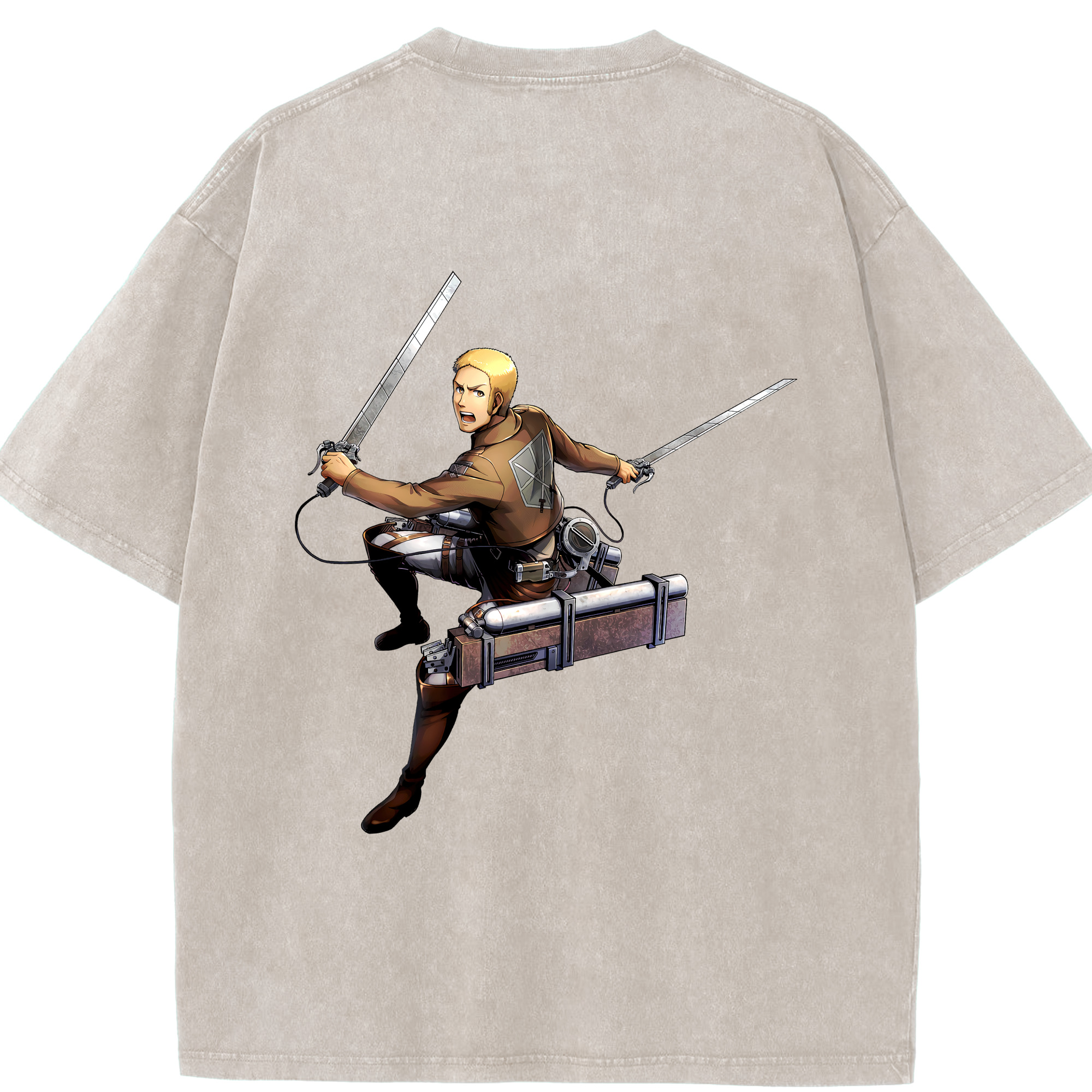 （画像用） 進撃の巨人 ライナー・ブラウン Attack on Titan Reiner Braun 綿100% ヴィンテージ風 半袖Tシャツ（背面プリント）