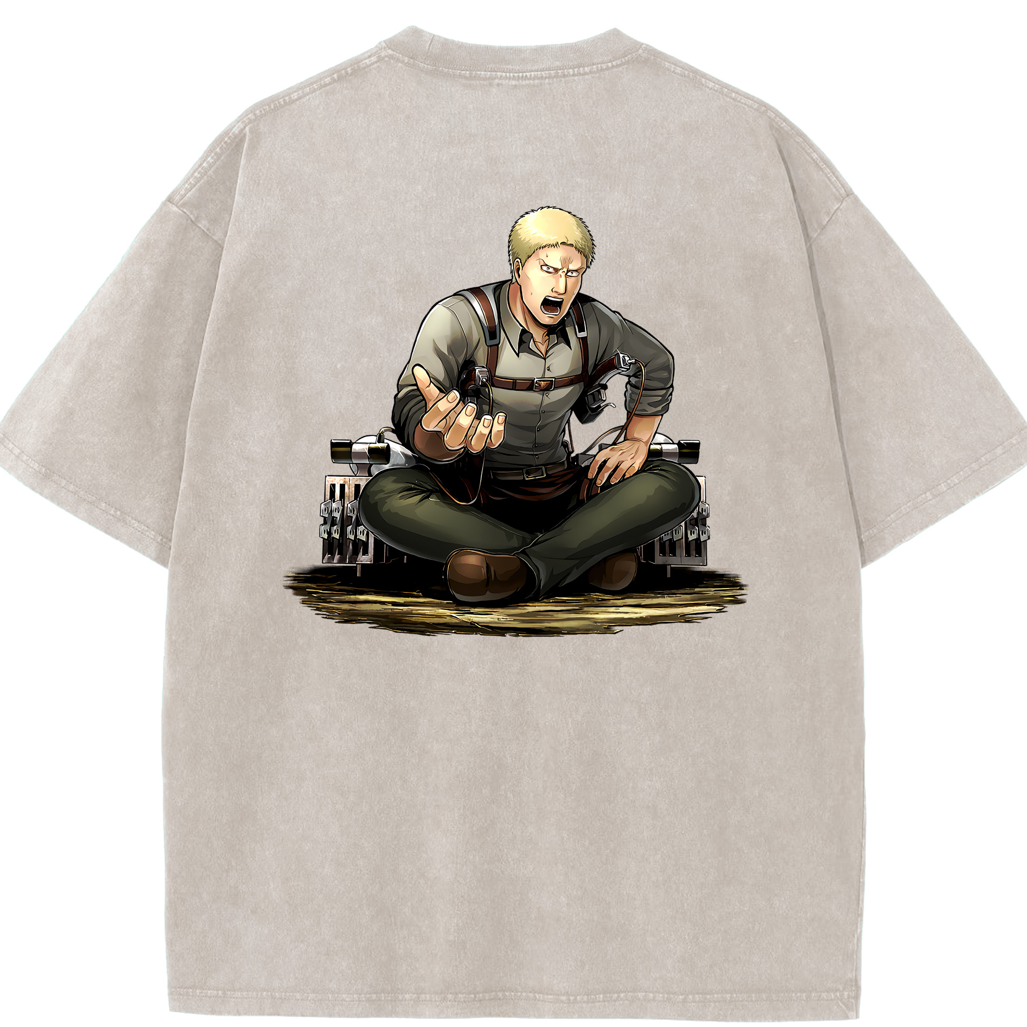 （画像用） 進撃の巨人 ライナー・ブラウン Attack on Titan Reiner Braun 綿100% ヴィンテージ風 半袖Tシャツ（背面プリント）