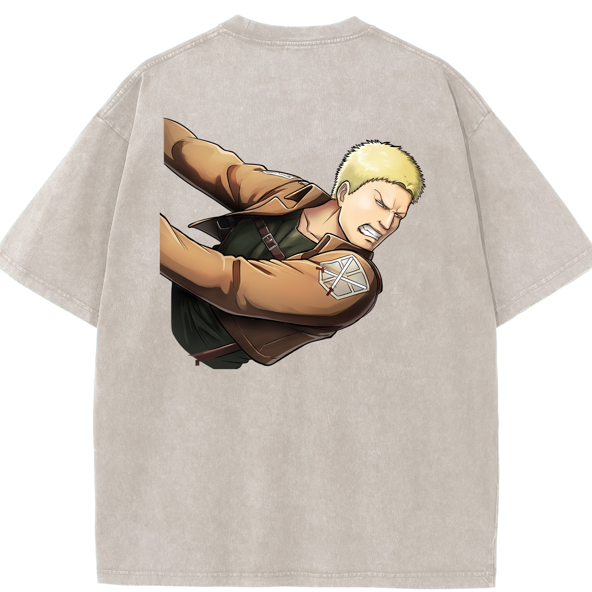 （画像用） 進撃の巨人 ライナー・ブラウン Attack on Titan Reiner Braun 綿100% ヴィンテージ風 半袖Tシャツ（背面プリント）