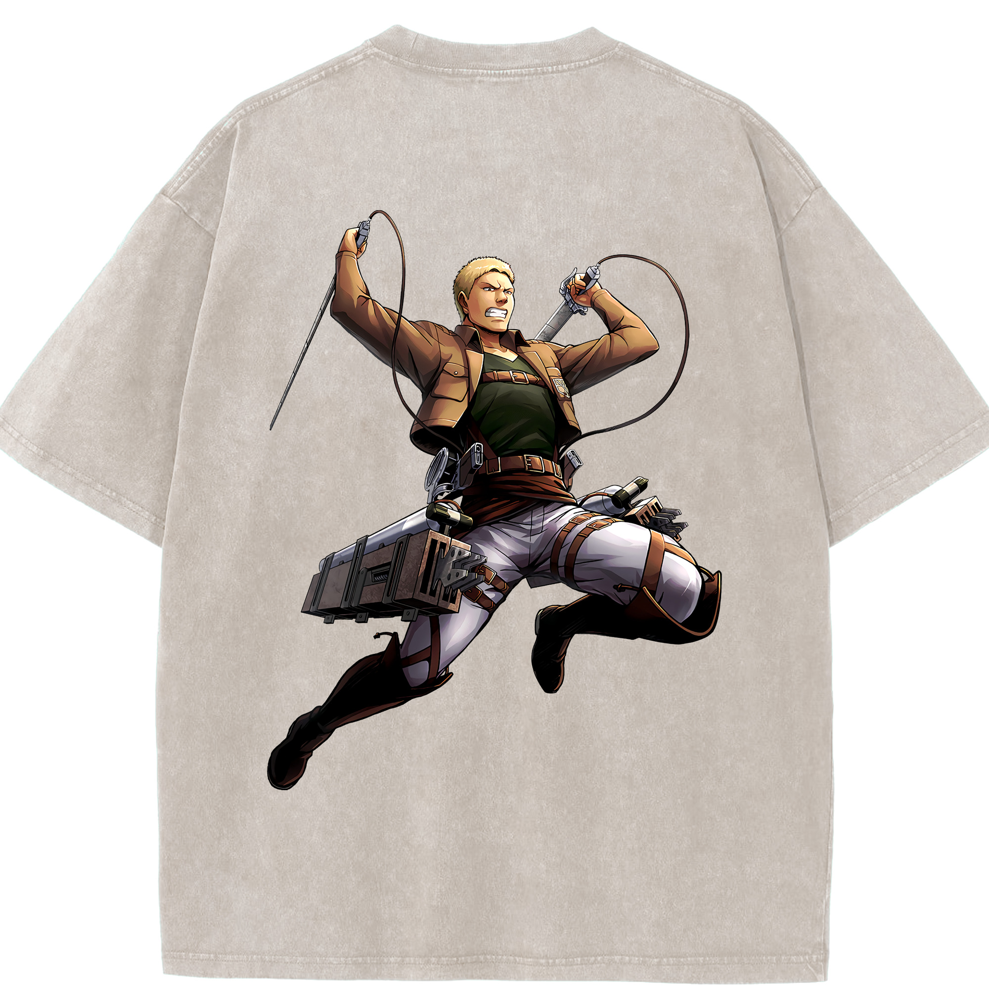 （画像用） 進撃の巨人 ライナー・ブラウン Attack on Titan Reiner Braun 綿100% ヴィンテージ風 半袖Tシャツ（背面プリント）