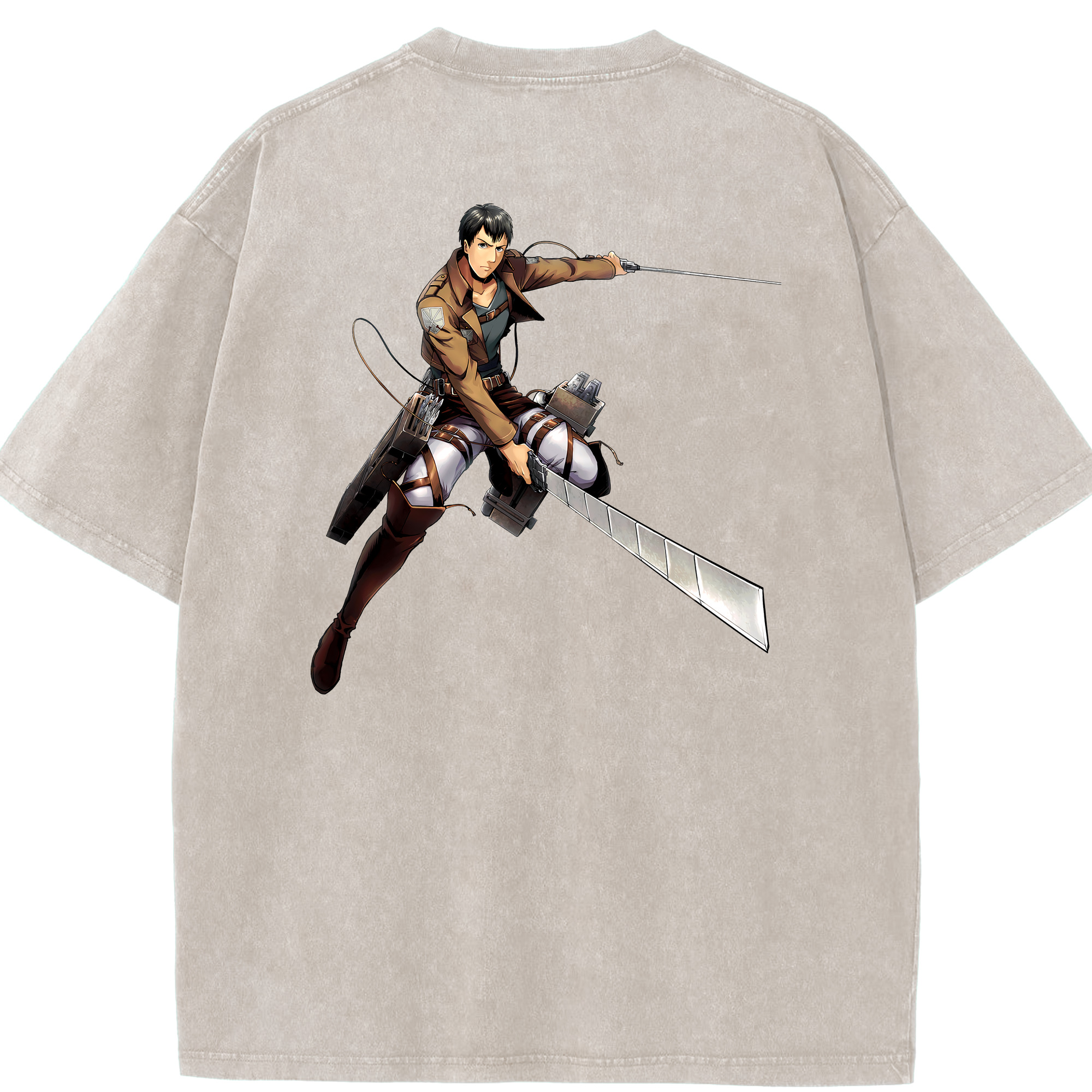 （画像用） 進撃の巨人 ベルトルト・フーバー Attack on Titan Bertholdt Hoover 綿100% ヴィンテージ風 半袖Tシャツ（背面プリント）