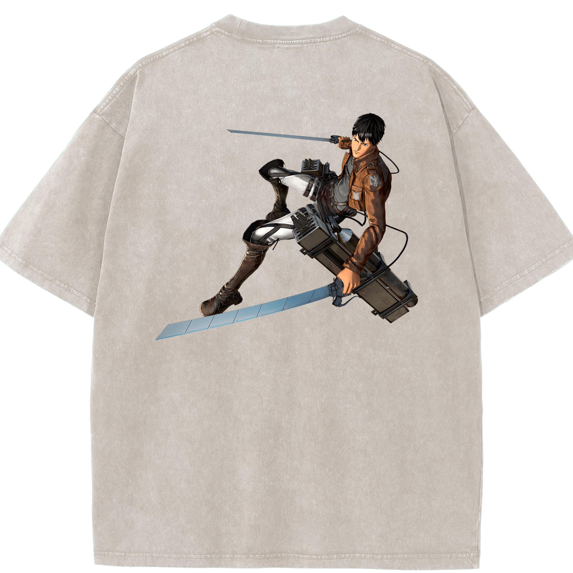 （画像用） 進撃の巨人 ベルトルト・フーバー Attack on Titan Bertholdt Hoover 綿100% ヴィンテージ風 半袖Tシャツ（背面プリント）