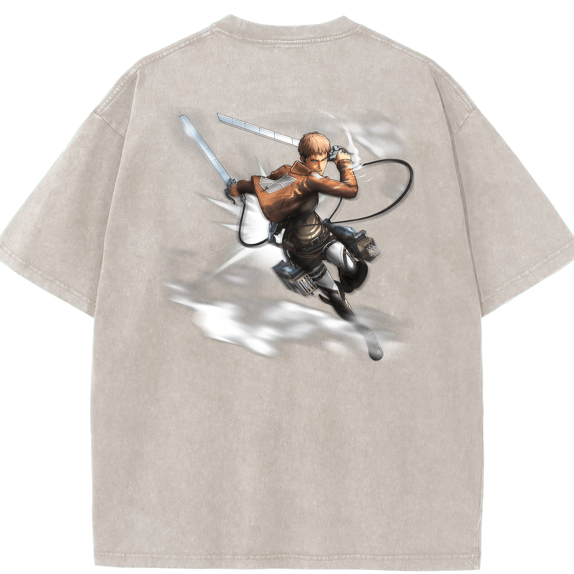 （画像用） 進撃の巨人 ジャン・キルシュタイン Attack on Titan Jean Kirstein 綿100% ヴィンテージ風 半袖Tシャツ（背面プリント）