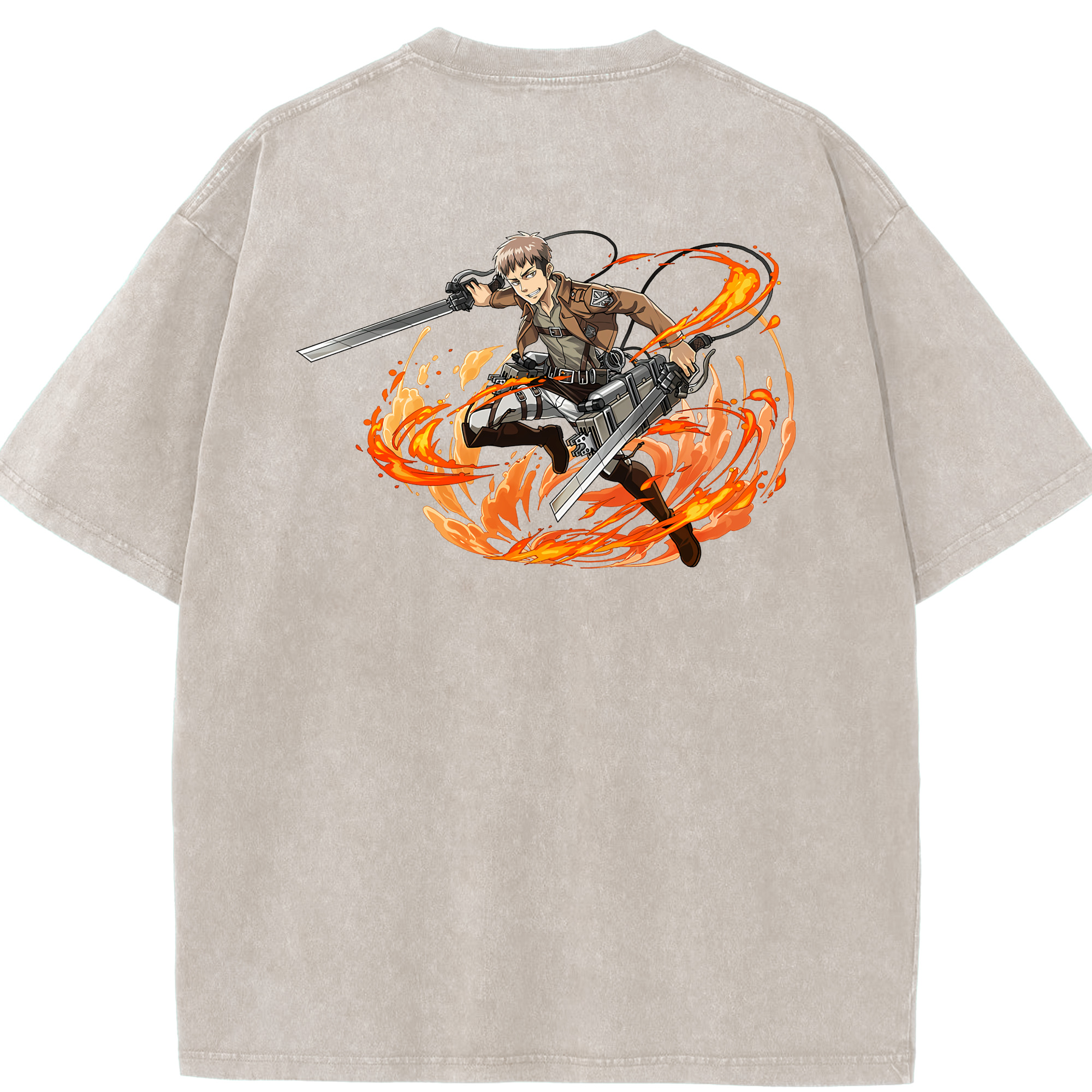（画像用） 進撃の巨人 ジャン・キルシュタイン Attack on Titan Jean Kirstein 綿100% ヴィンテージ風 半袖Tシャツ（背面プリント）
