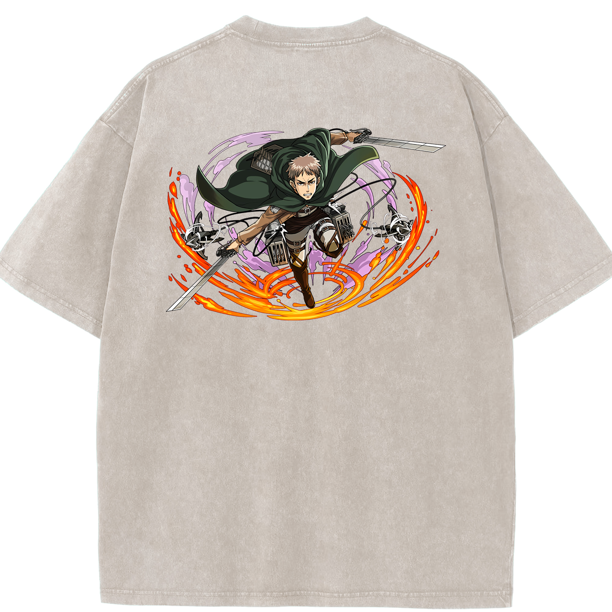 （画像用） 進撃の巨人 ジャン・キルシュタイン Attack on Titan Jean Kirstein 綿100% ヴィンテージ風 半袖Tシャツ（背面プリント）