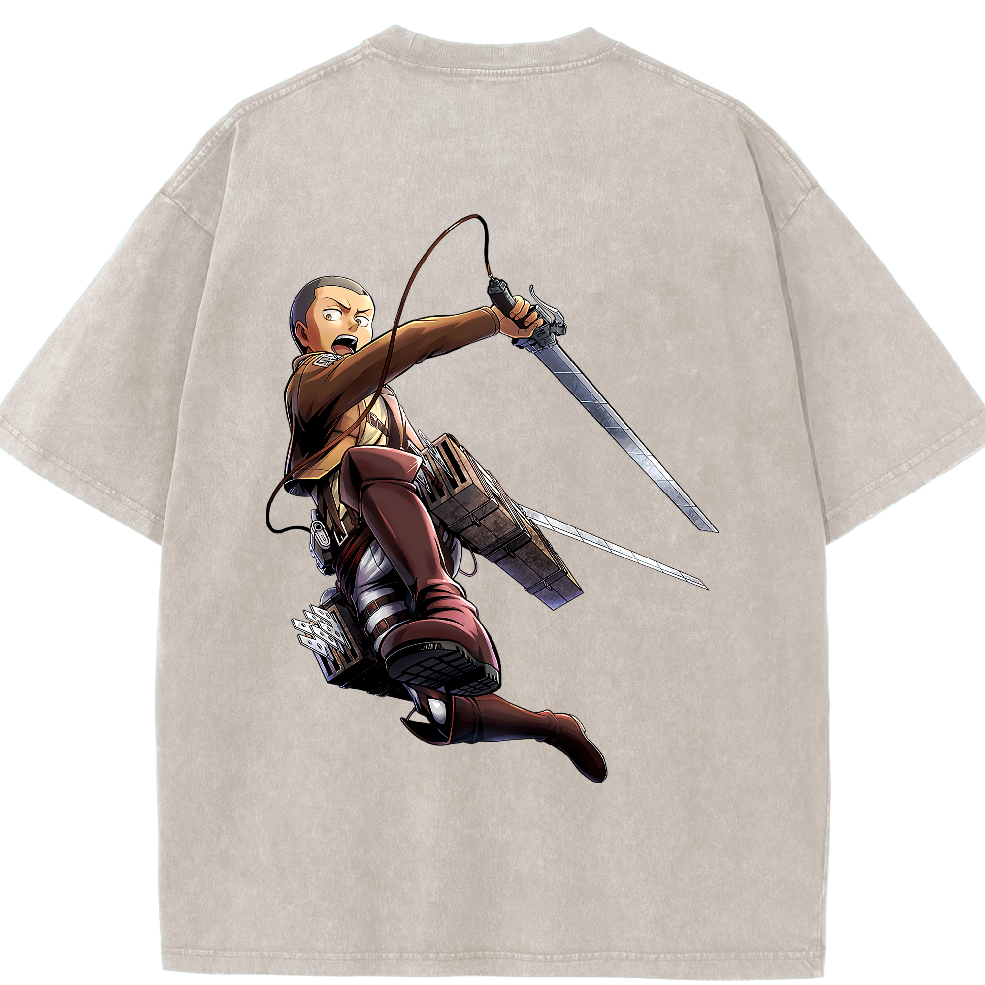 （画像用） 進撃の巨人 コニー·スプリンガー Attack on Titan Connie Springer 綿100% ヴィンテージ風 半袖Tシャツ（背面プリント）