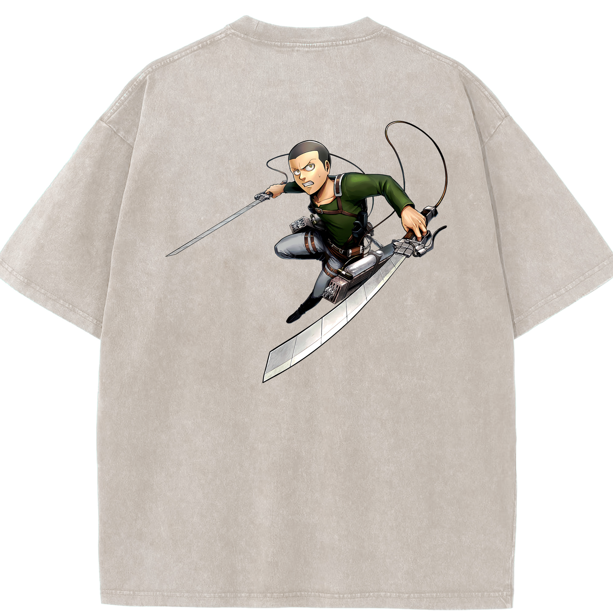 （画像用） 進撃の巨人 コニー·スプリンガー Attack on Titan Connie Springer 綿100% ヴィンテージ風 半袖Tシャツ（背面プリント）