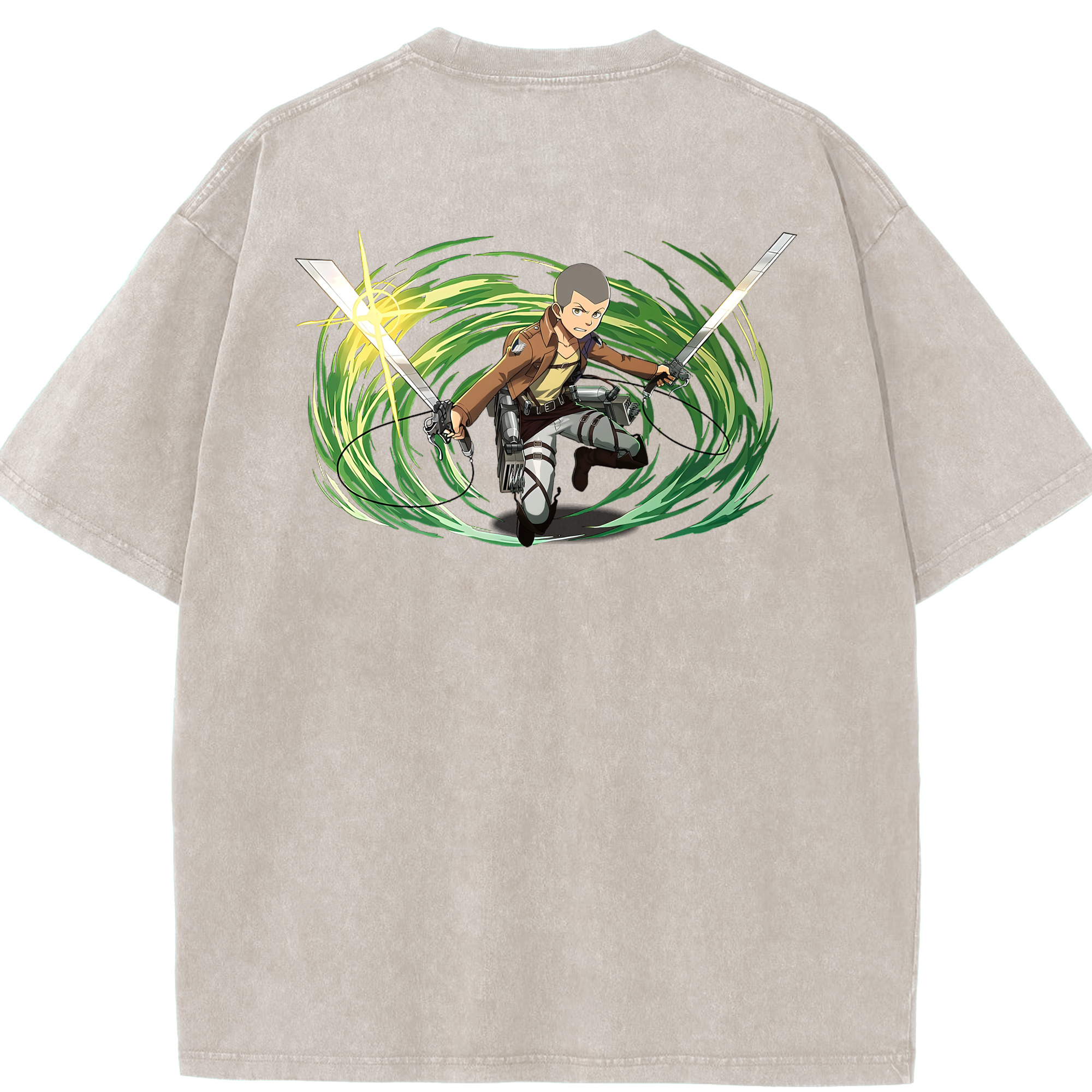 （画像用） 進撃の巨人 コニー·スプリンガー Attack on Titan Connie Springer 綿100% ヴィンテージ風 半袖Tシャツ（背面プリント）