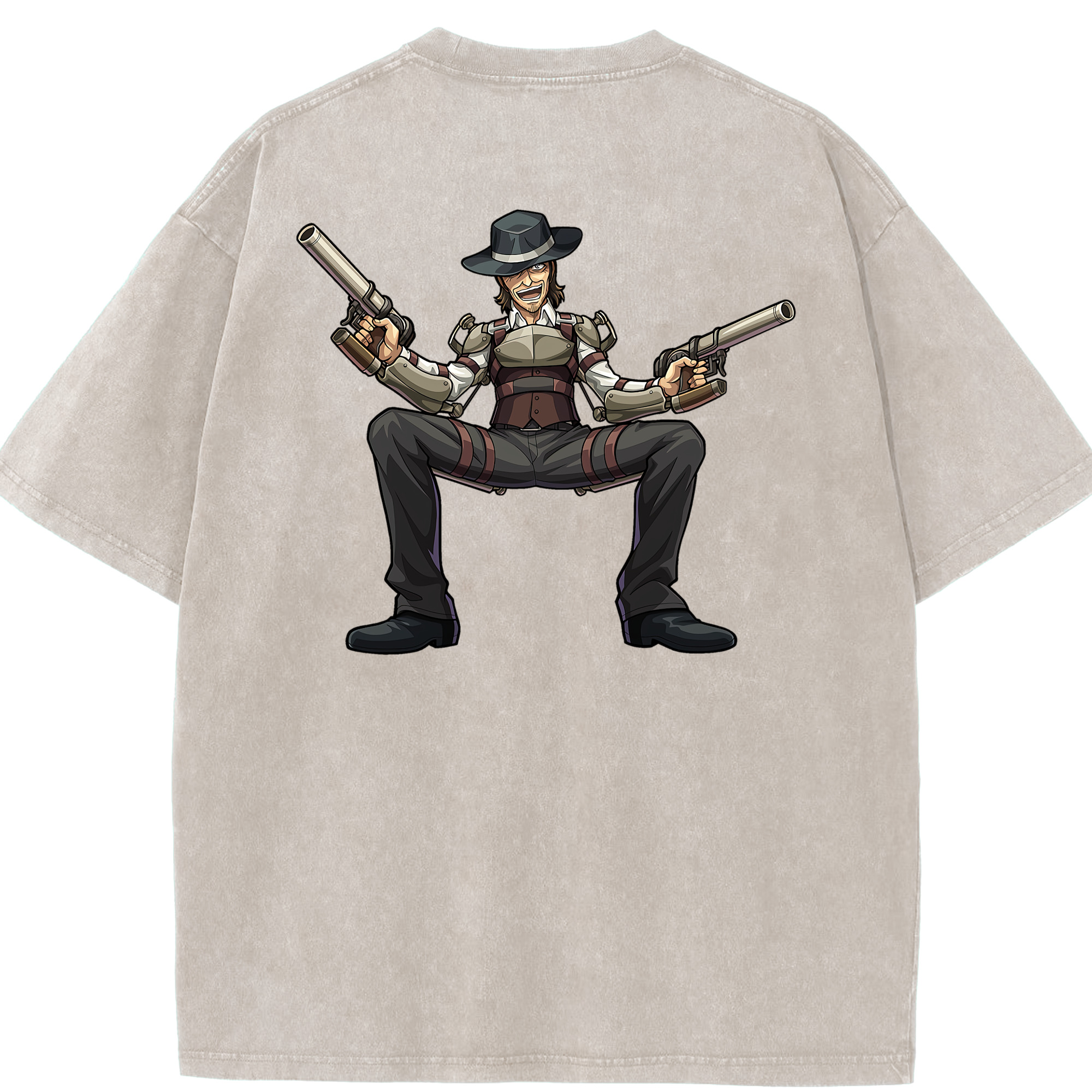 （画像用） 進撃の巨人 ケニー·アッカーマン Attack on Titan Kenny Ackerman 綿100% ヴィンテージ風 半袖Tシャツ（背面プリント）