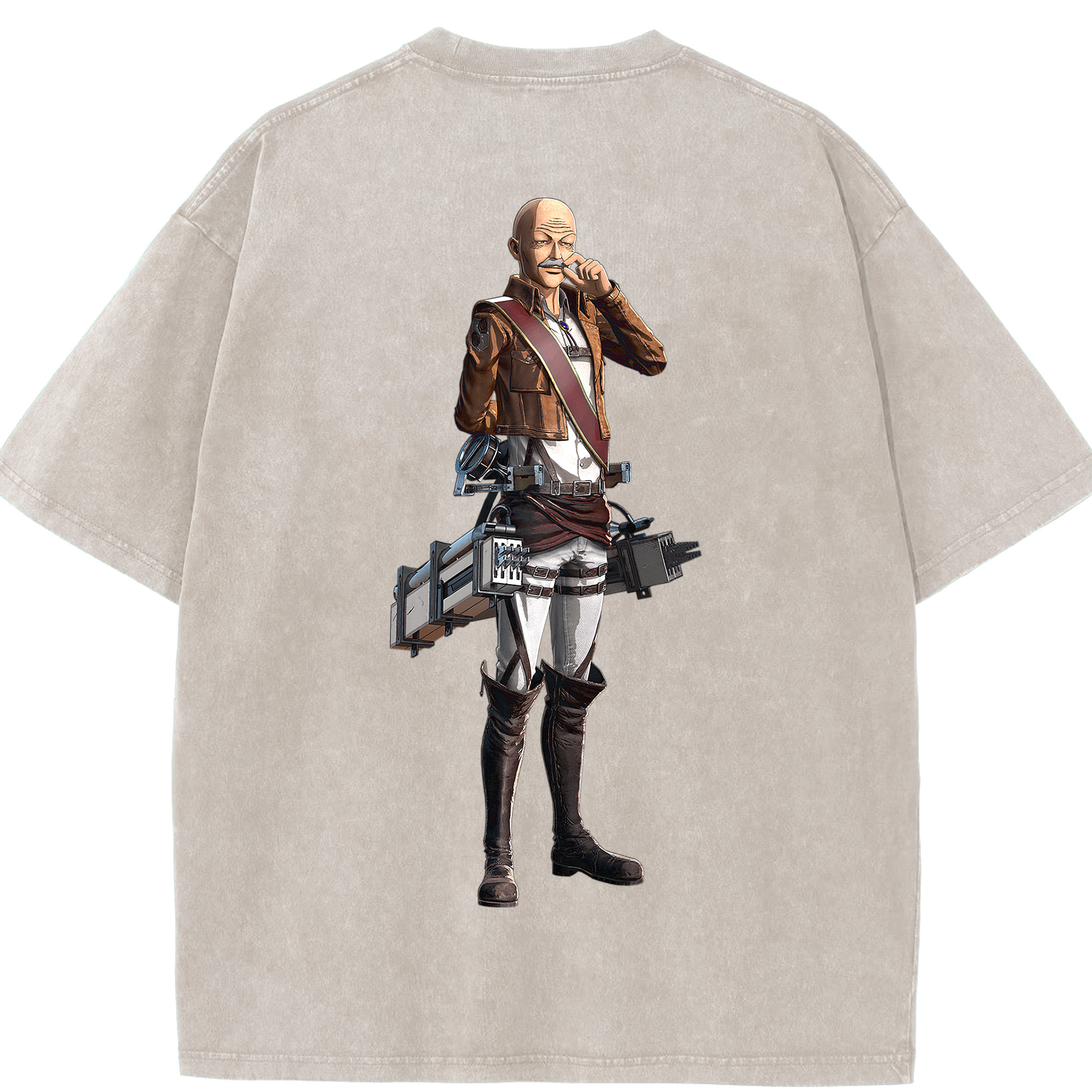 （画像用） 進撃の巨人 ドット·ピクシス Attack on Titan Dot Pixis 綿100% ヴィンテージ風 半袖Tシャツ（背面プリント）
