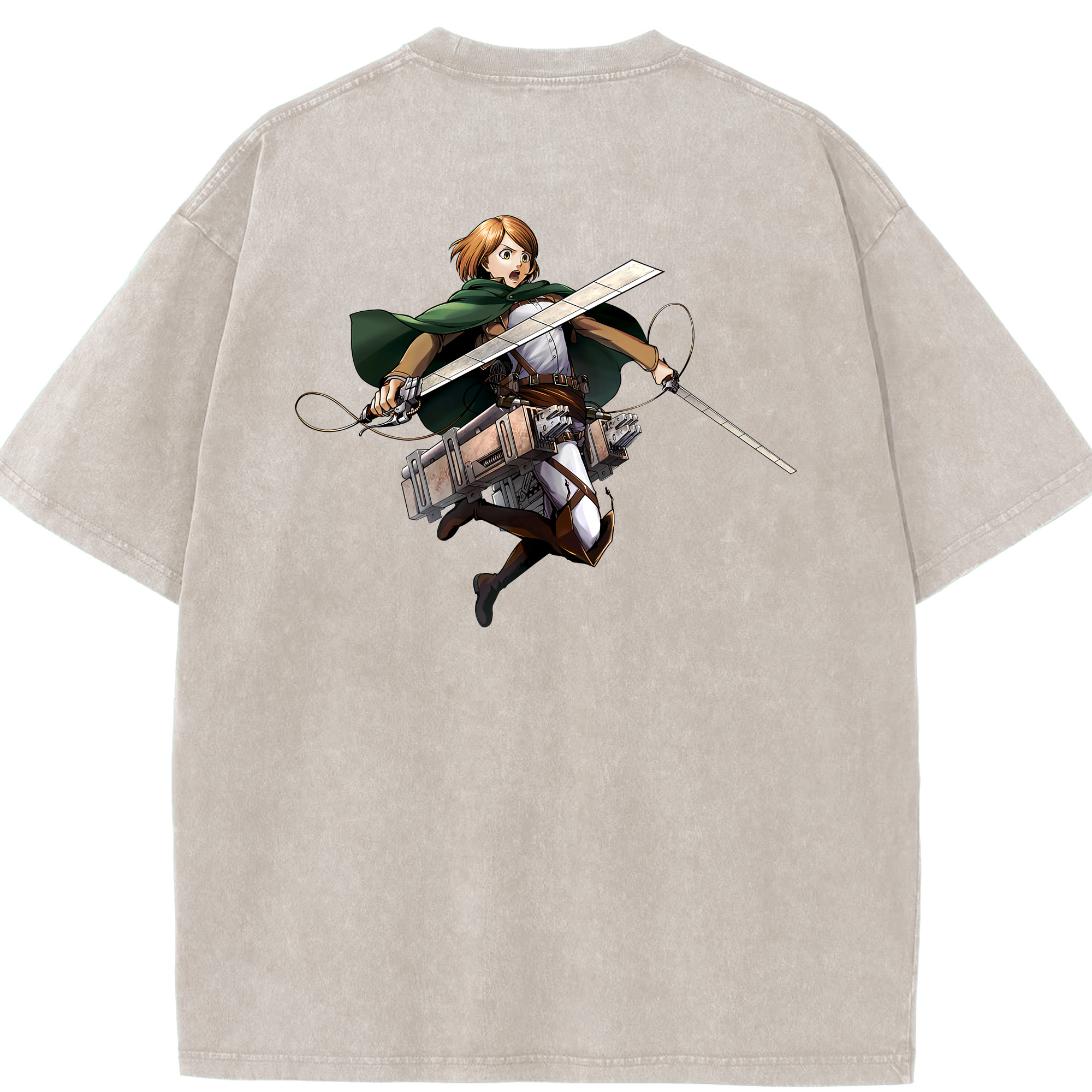 （画像用） 進撃の巨人 ペトラ·ラル Attack on Titan Petra Rall 綿100% ヴィンテージ風 半袖Tシャツ（背面プリント）