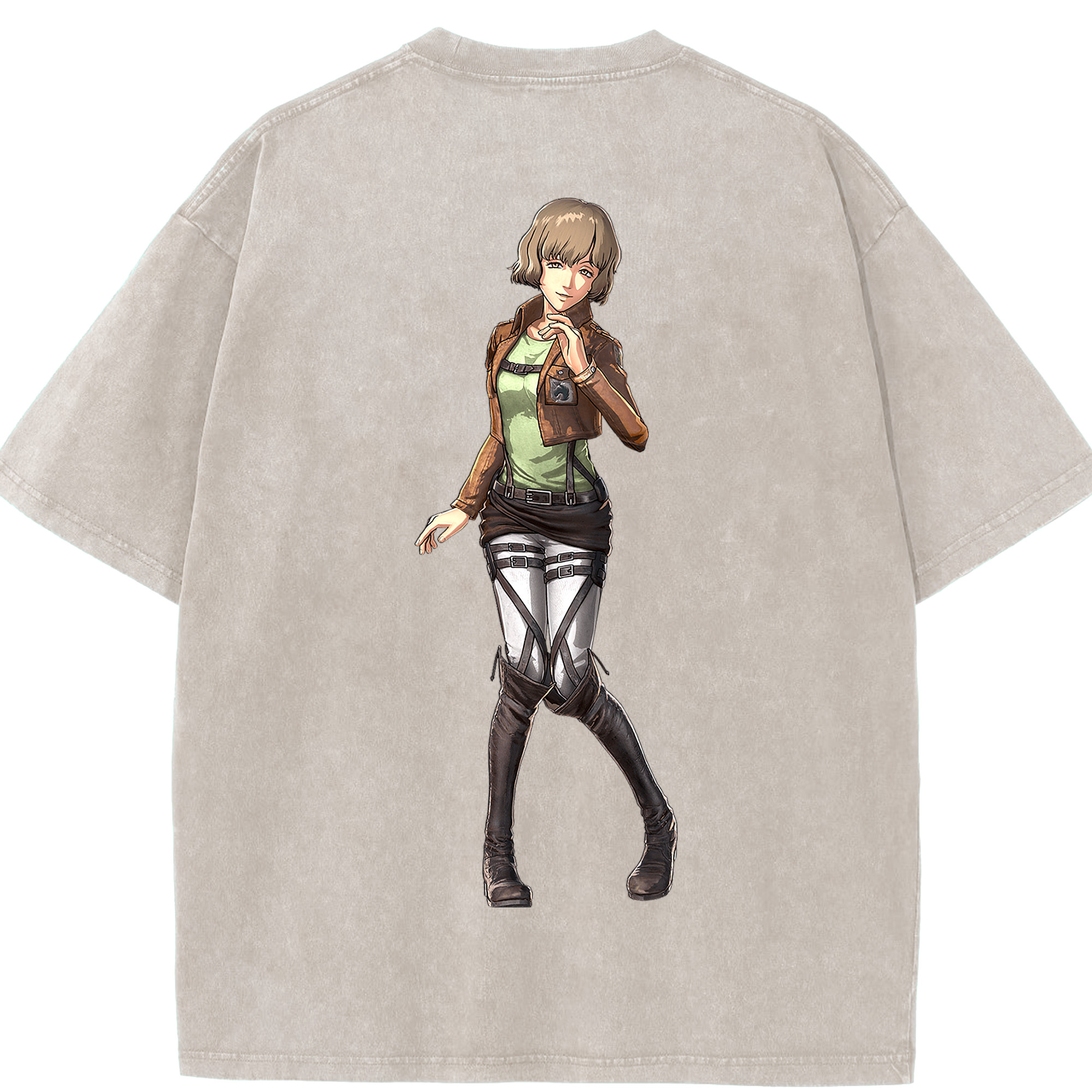 （画像用） 進撃の巨人 ヒツチ Attack on Titan Hitch 綿100% ヴィンテージ風 半袖Tシャツ（背面プリント）