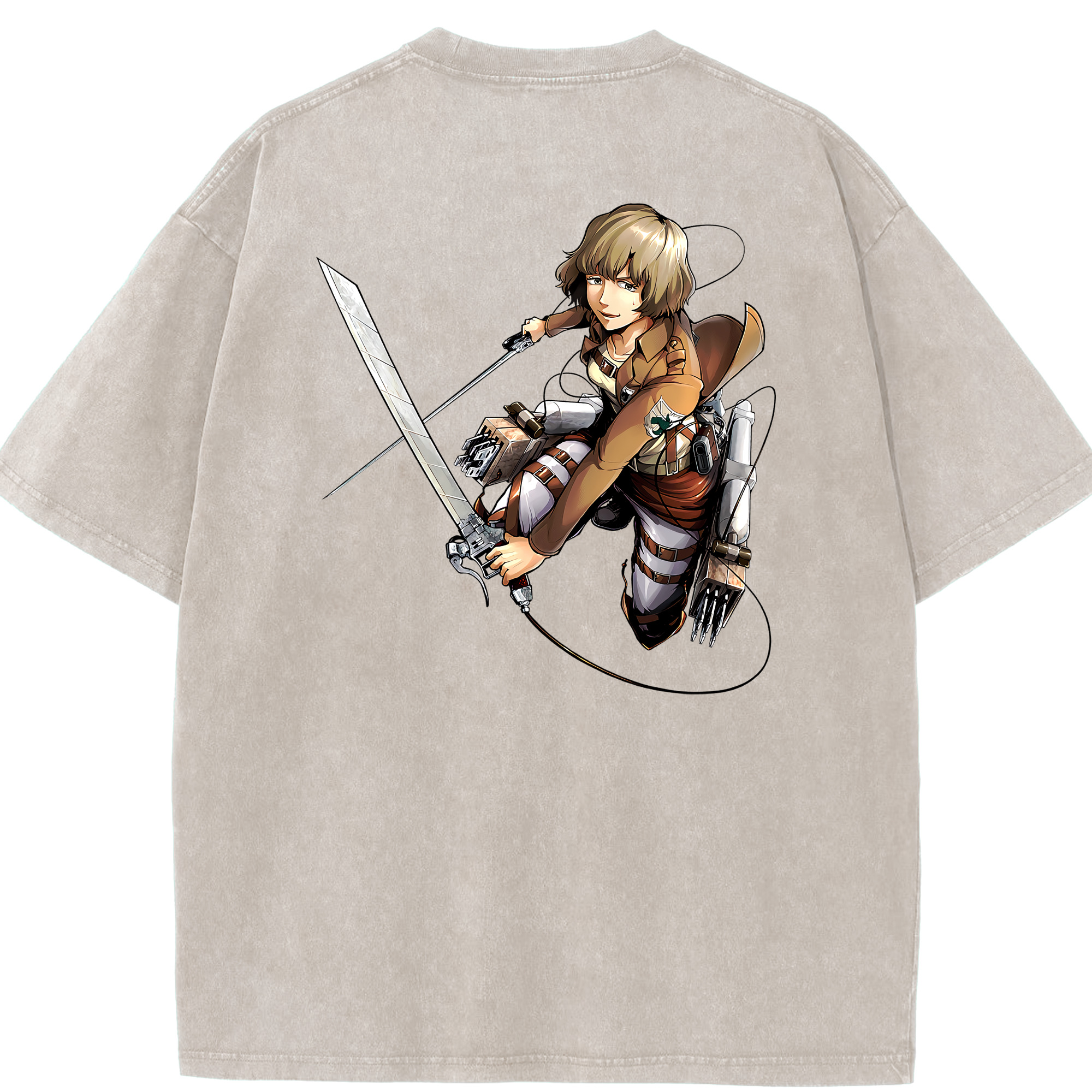 （画像用） 進撃の巨人 ヒツチ Attack on Titan Hitch 綿100% ヴィンテージ風 半袖Tシャツ（背面プリント）