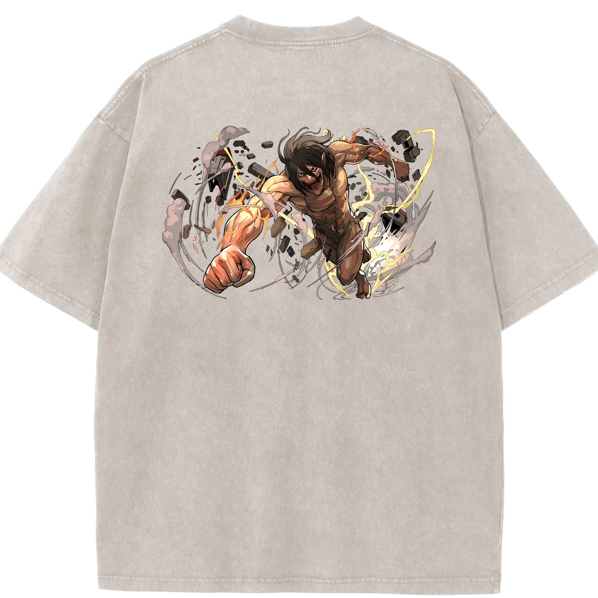 （画像用） 進撃の巨人 Attack on Titan 綿100% ヴィンテージ風 半袖Tシャツ（背面プリント）