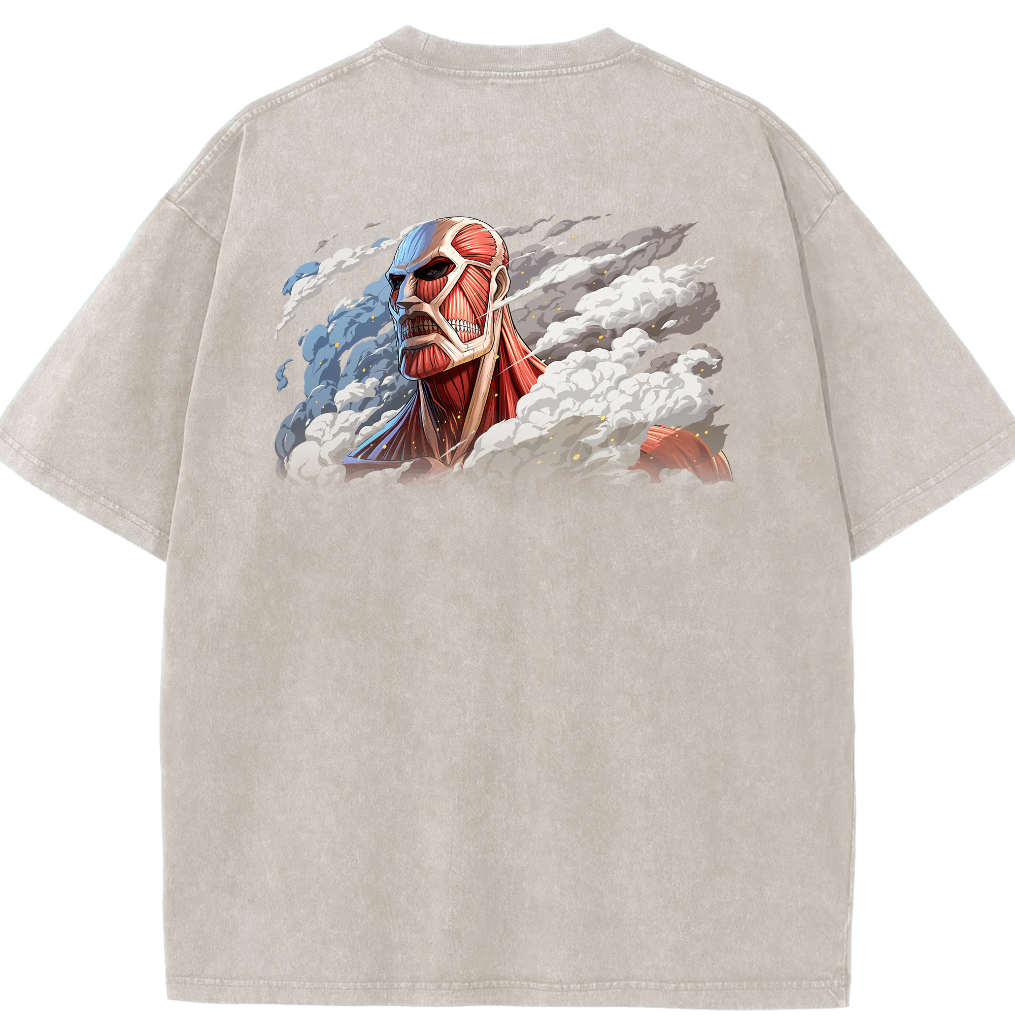 （画像用） 進撃の巨人 Attack on Titan 綿100% ヴィンテージ風 半袖Tシャツ（背面プリント）