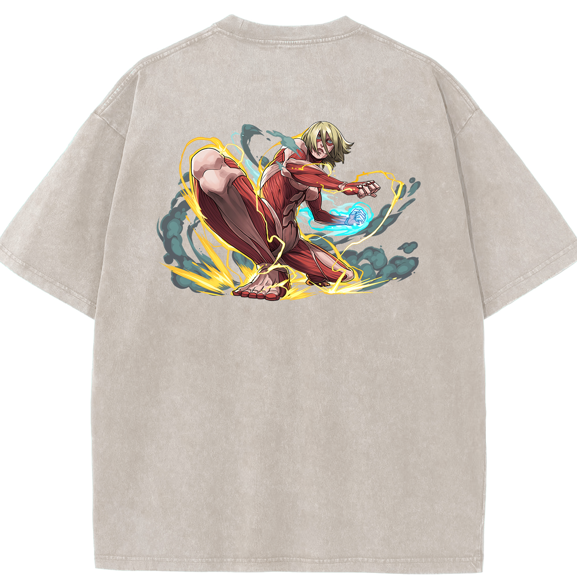 （画像用） 進撃の巨人 Attack on Titan 綿100% ヴィンテージ風 半袖Tシャツ（背面プリント）