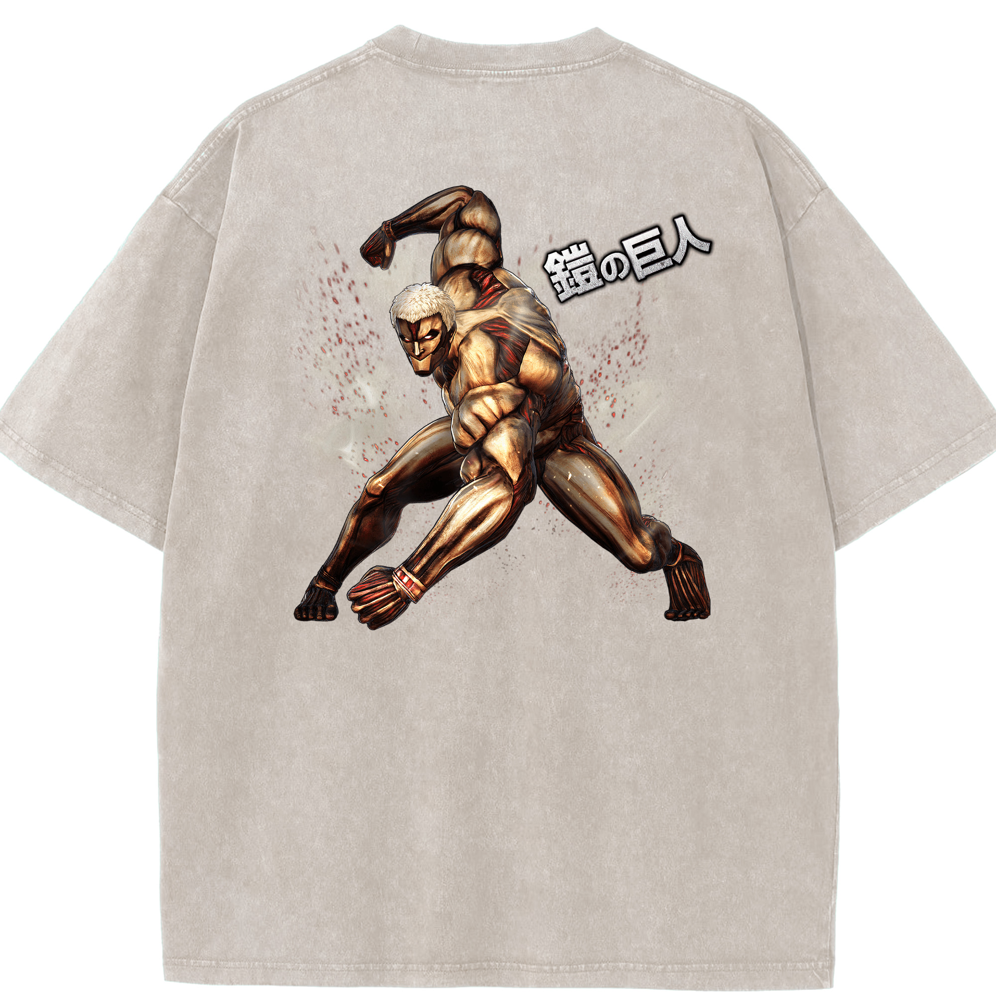 （画像用） 進撃の巨人 Attack on Titan 綿100% ヴィンテージ風 半袖Tシャツ（背面プリント）