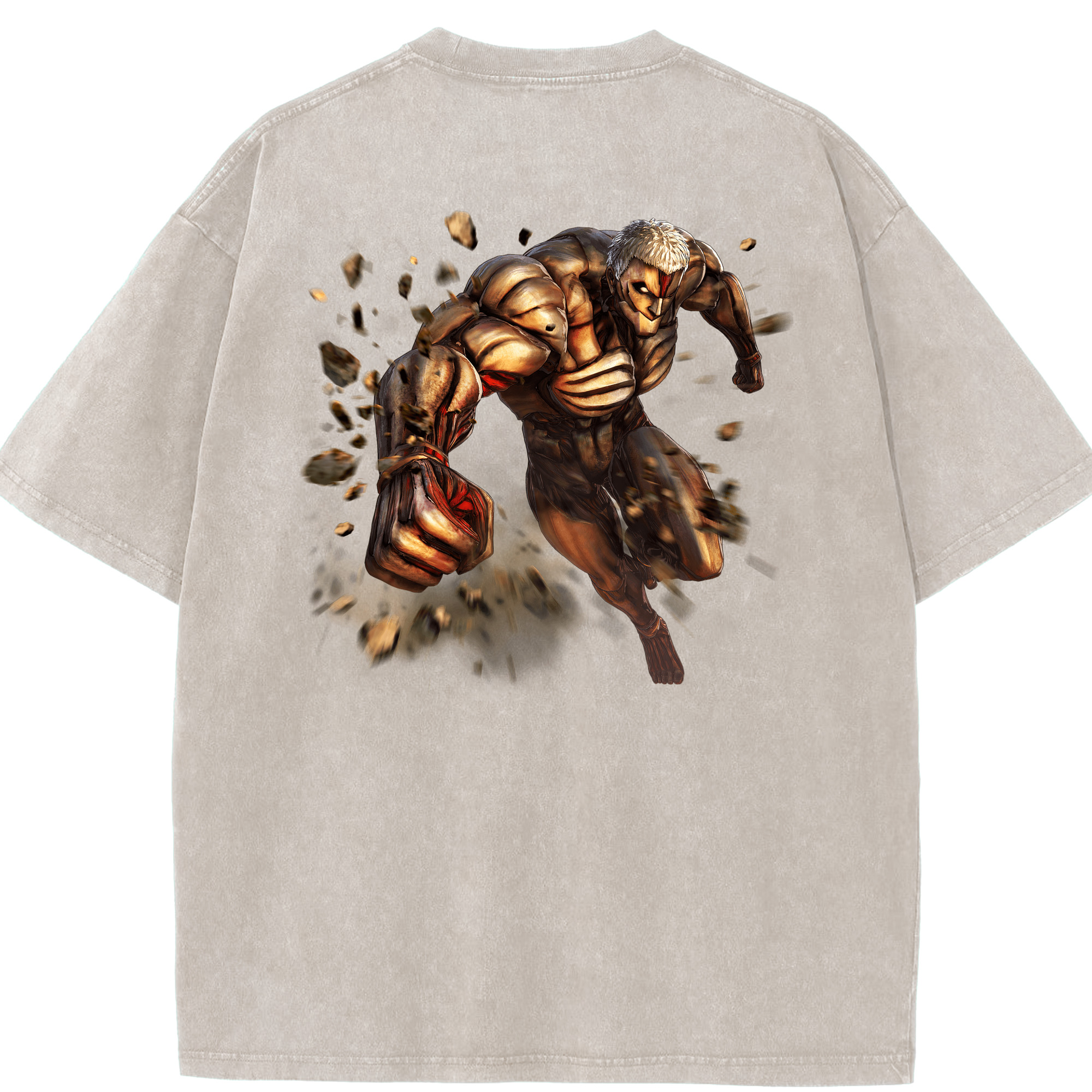 （画像用） 進撃の巨人 Attack on Titan 綿100% ヴィンテージ風 半袖Tシャツ（背面プリント）