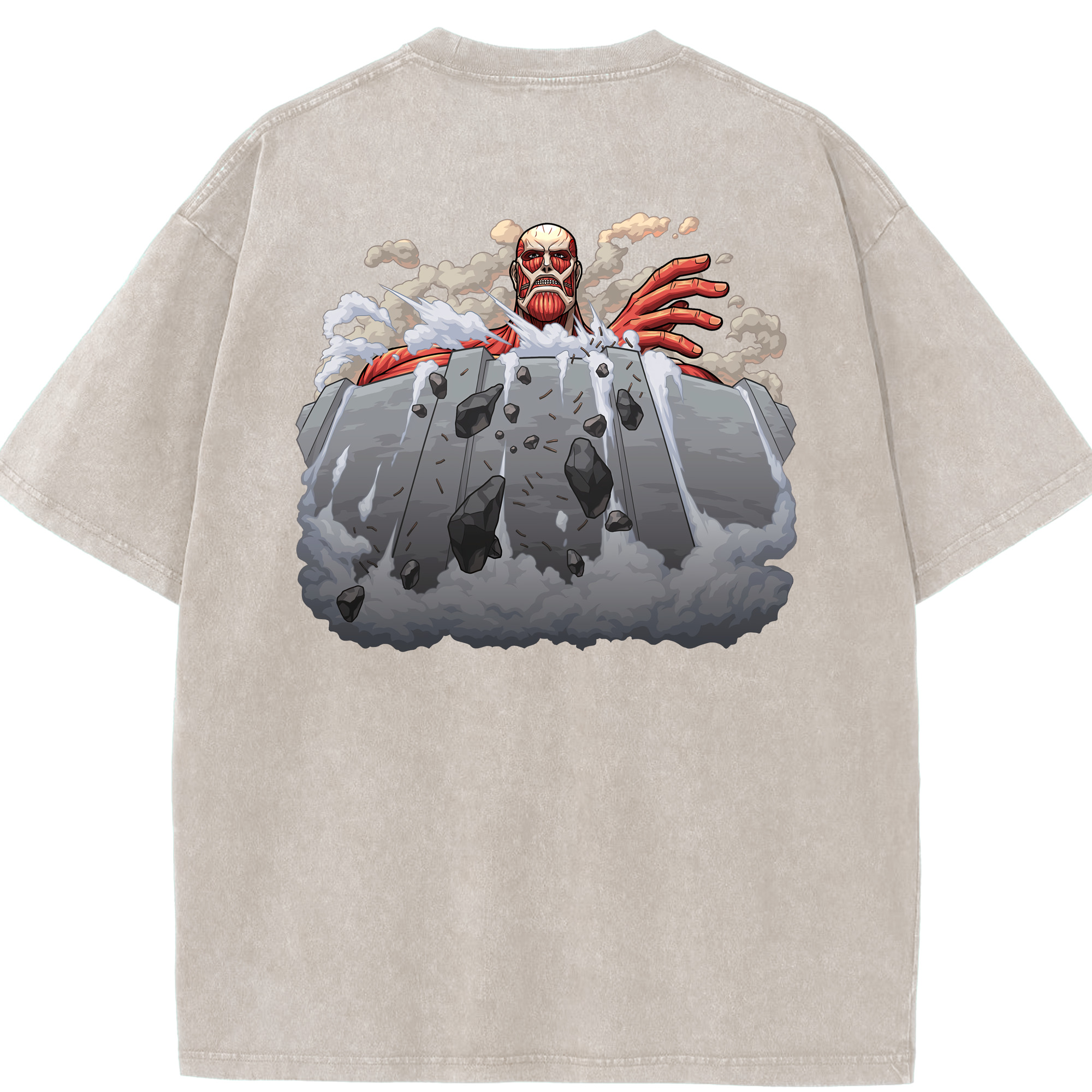 （画像用） 進撃の巨人 Attack on Titan 綿100% ヴィンテージ風 半袖Tシャツ（背面プリント）